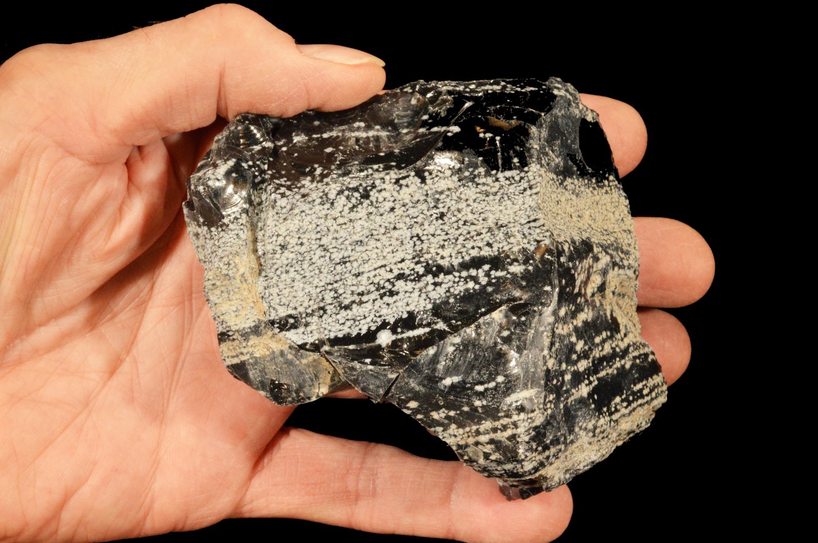 SNOWFLAKE OBSIDIAN 4″ x 3 1/2″ 1 Lb 1 Oz Lapidary Rough Rock Mineral Specimen