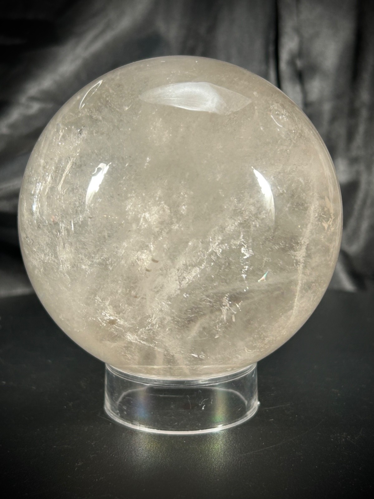 3.5″ Clear Quartz Sphere With Acrylic Stand 2lb 3.2oz (1kg)