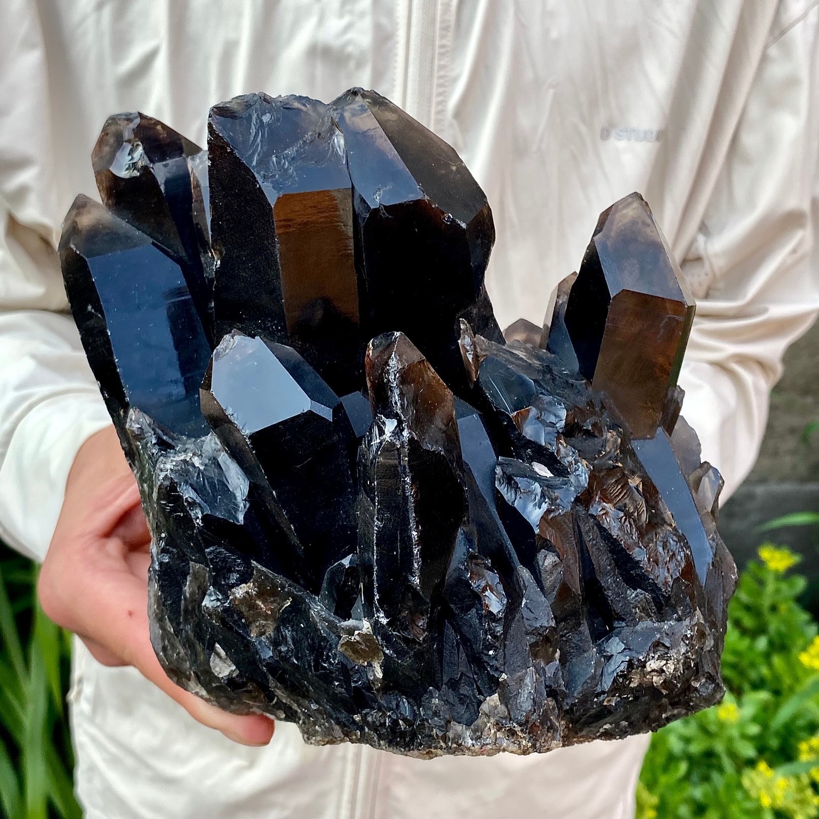 7.16LB Natural Black Smoky Quartz Crystal Cluster Raw Mineral Specimen