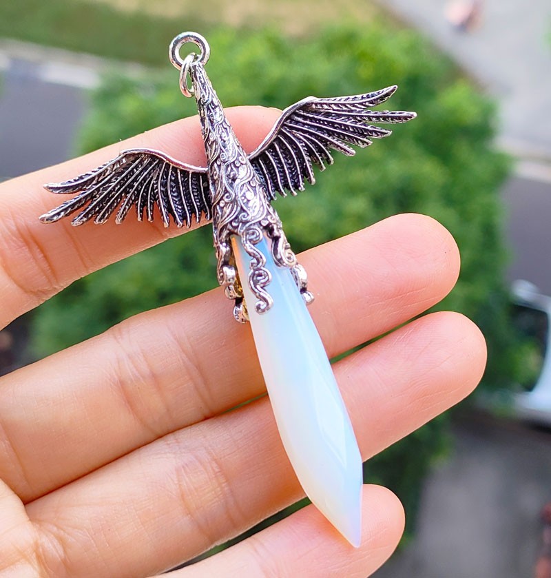 5pcs Opal Gems Angel Wings Pendants Amulet Magic Love Luck Charm