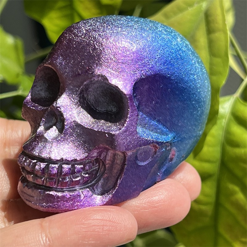 2.3″ Natural White Jade electroplating skull quartz crystal skull Gem Random 1pc