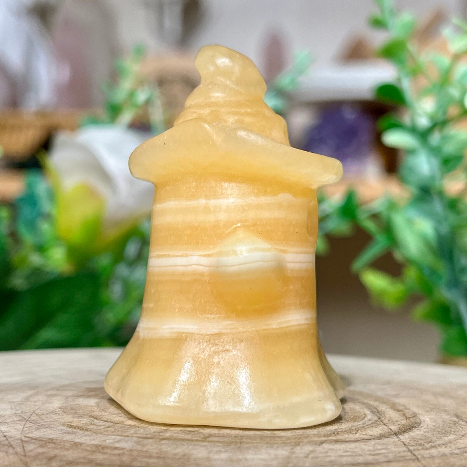 70G Natural yellow calcite Ghost hand carving crystal quartz reiki gift