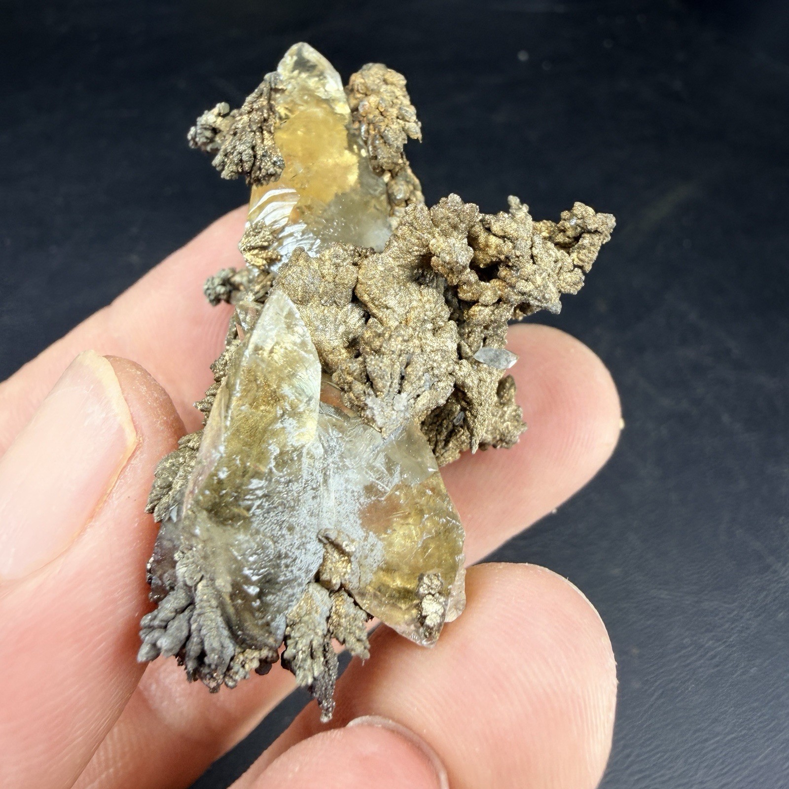 Golden Calcite Flower Chalcopyrite Crystal Combo / Sweetwater Mine *Video*