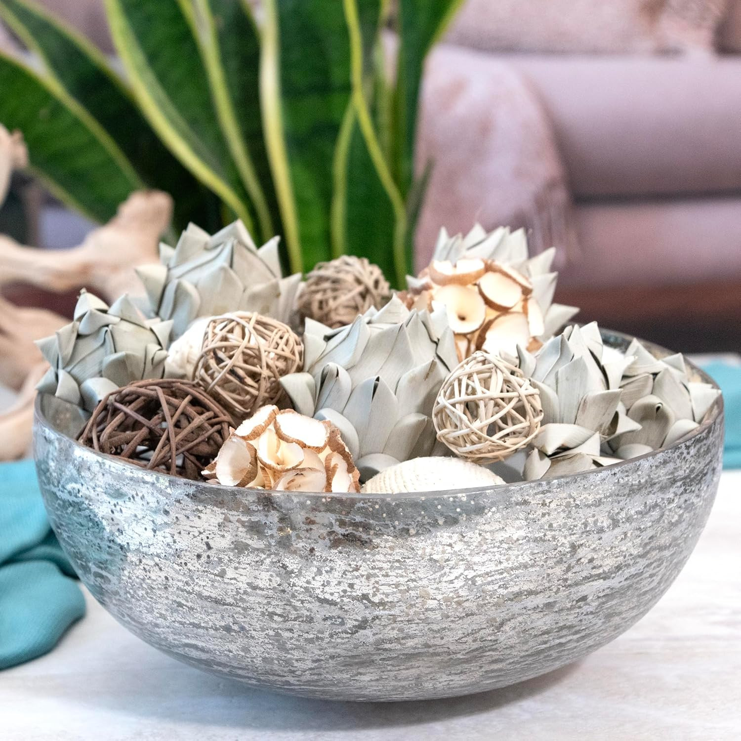 ANDALUCA Decorative Balls Bag Bowl Filler Home Decor (Artichoke) Beige