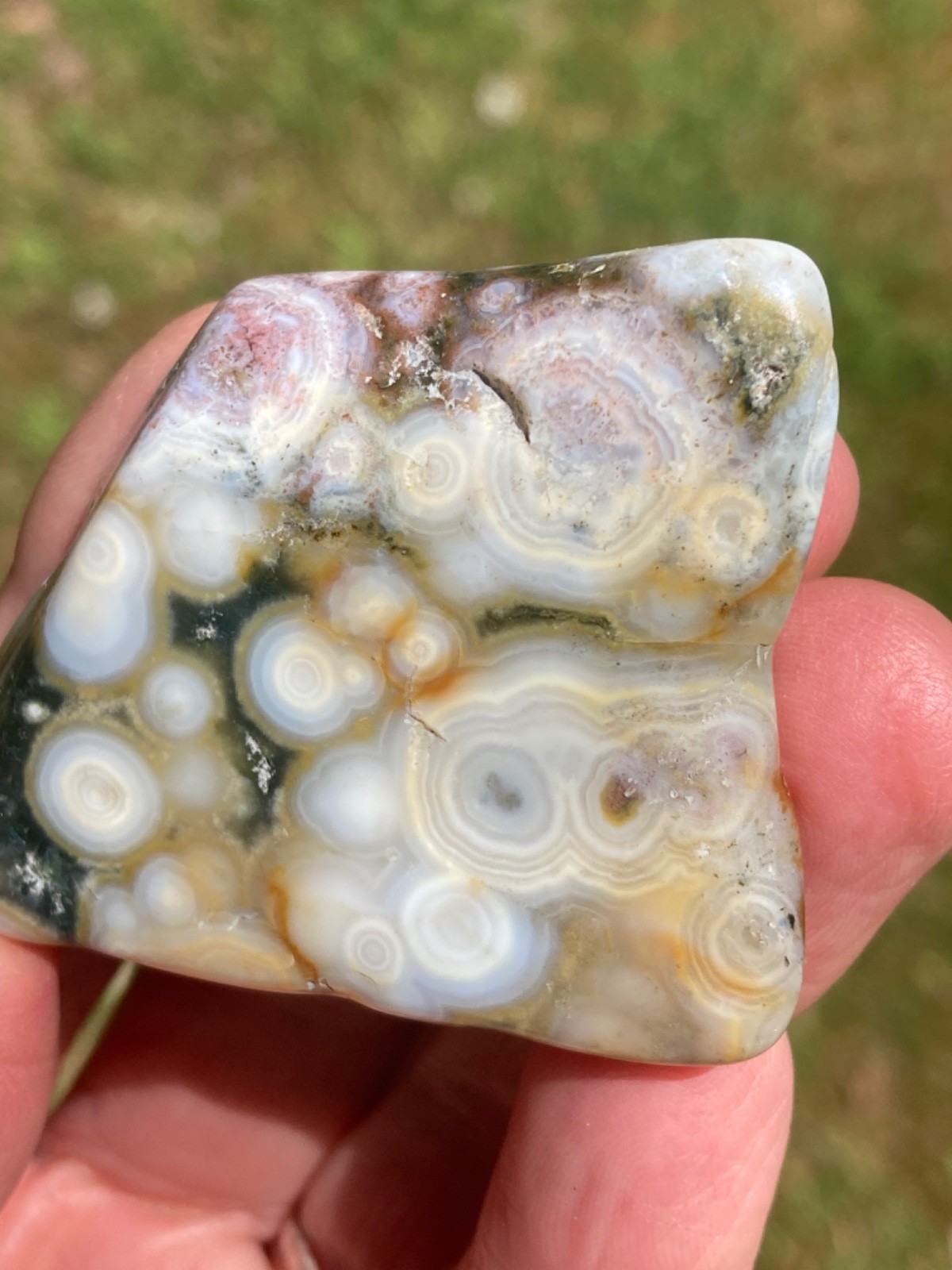 Two 5.2cm-6cm Vein 8 Marovato Ocean Jasper Tumbles WS07