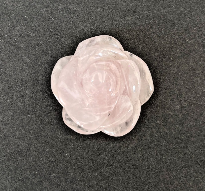Premium Rose Quartz Flower Carving 44mm Natural Sculpture Love Chakra Crystal AA