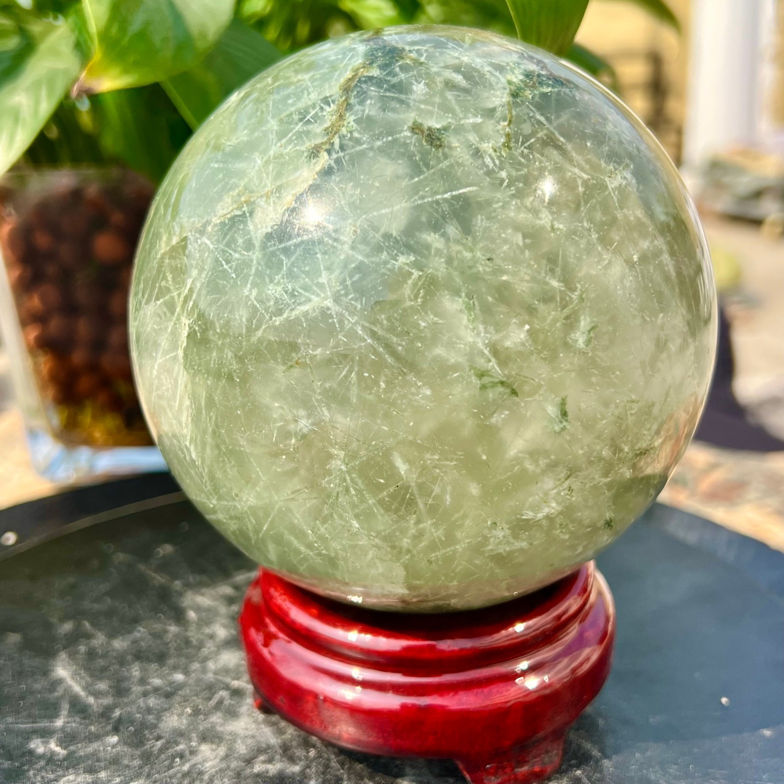 5.5LBNatural Green Phantom Quartz Sphere Crystal Ball Healing Decor