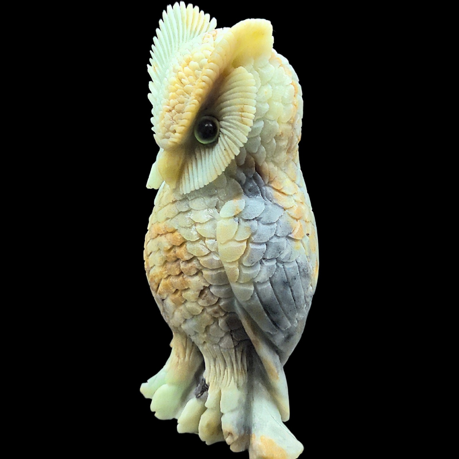 Hand Carved Amazonite Owl Sculpture – Stone Guardian of Wisdom & Silent Insight