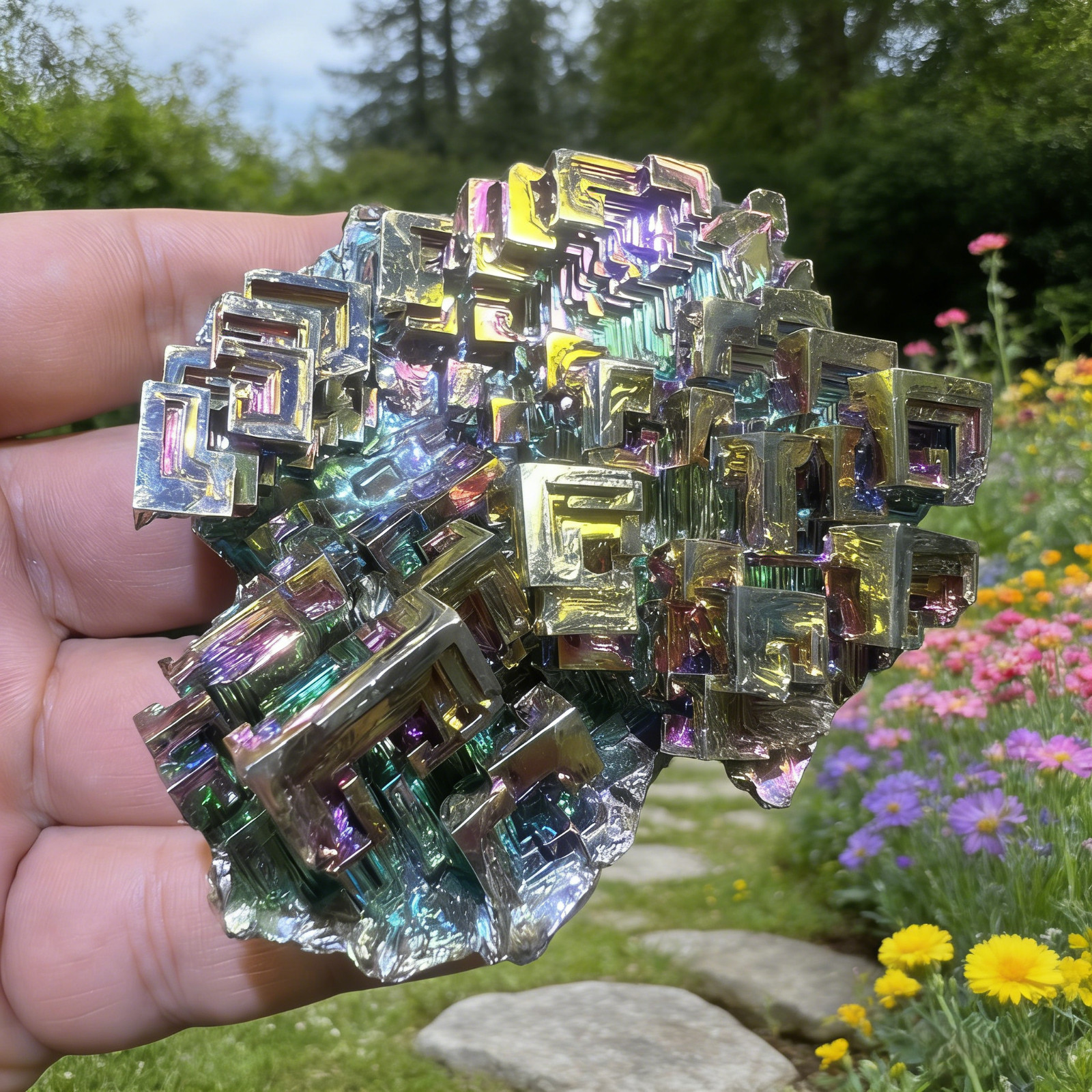 Natural Stone Bismuth Rainbow Aura Charm Specimen Crystal Cluster Reiki specimen