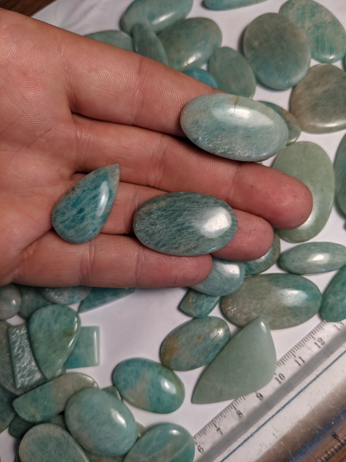 Bulk Wholesale Amazonite Cabochons Cabs Lot 100g Polished Schiller 500cts