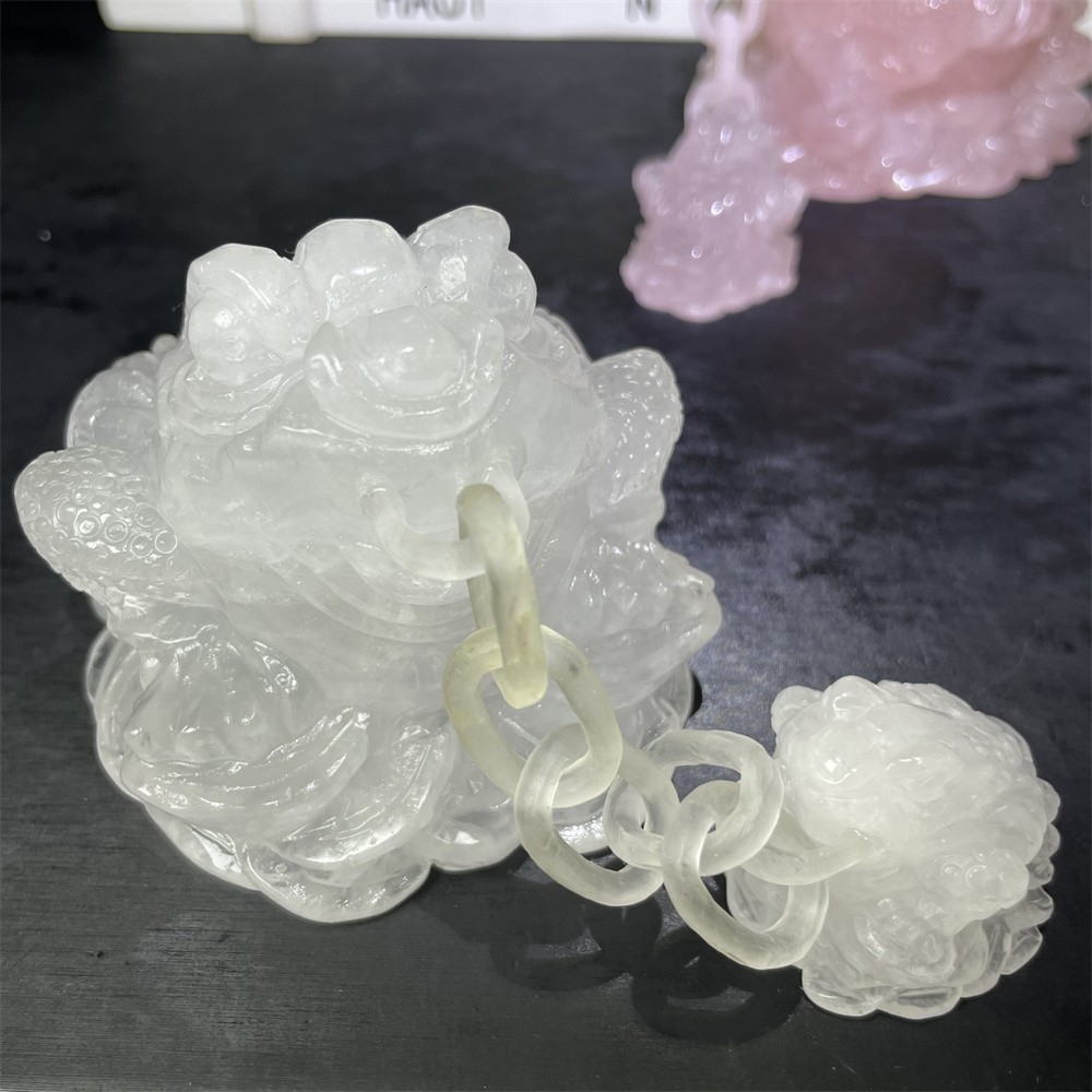 1.2LB 4.9″ Natural Clear Quartz Toad Hand Carved Crystal Quartz Mineral Gift