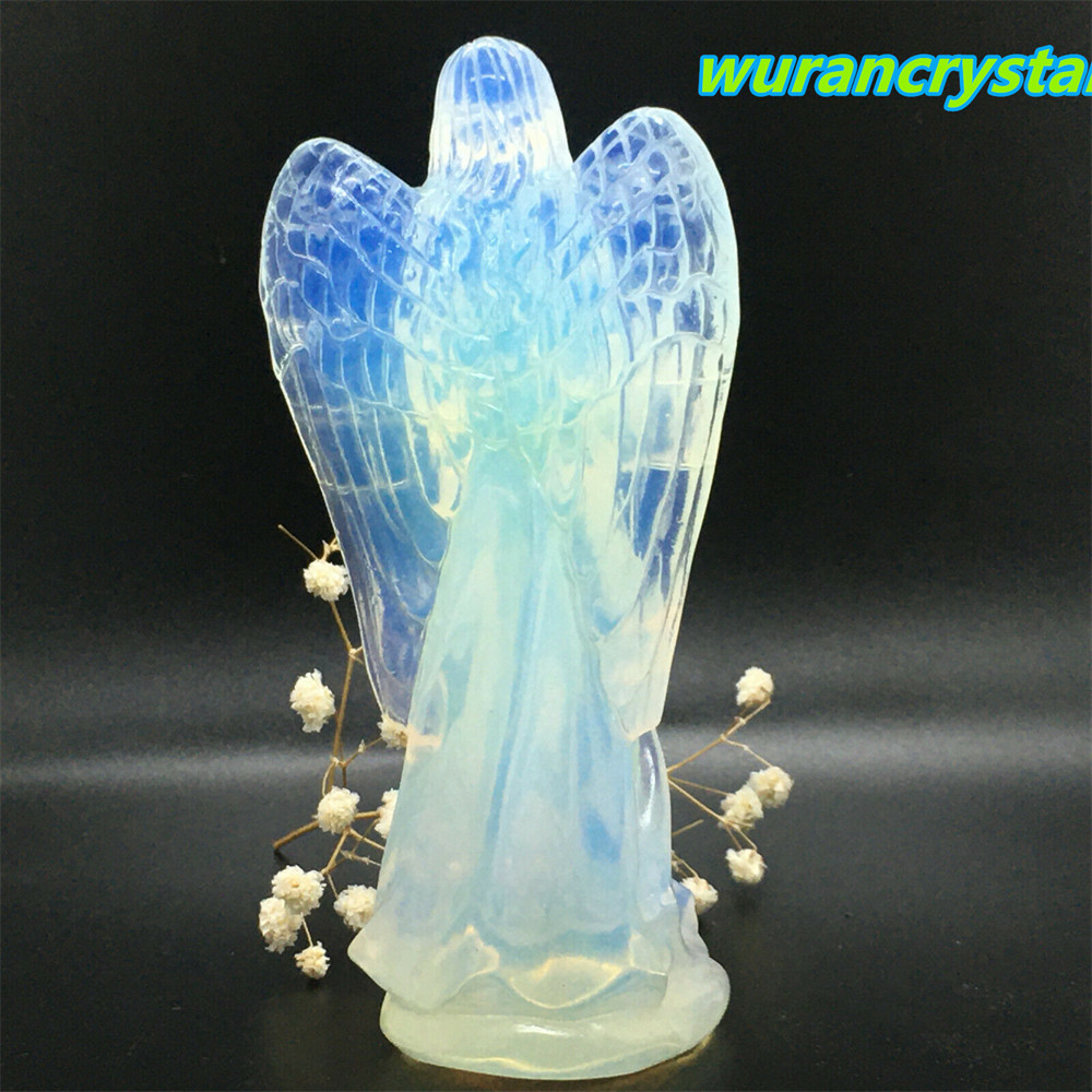 1pc Opalite crystal Quartz hand Carved crystal angel Reiki healing random 4.5″