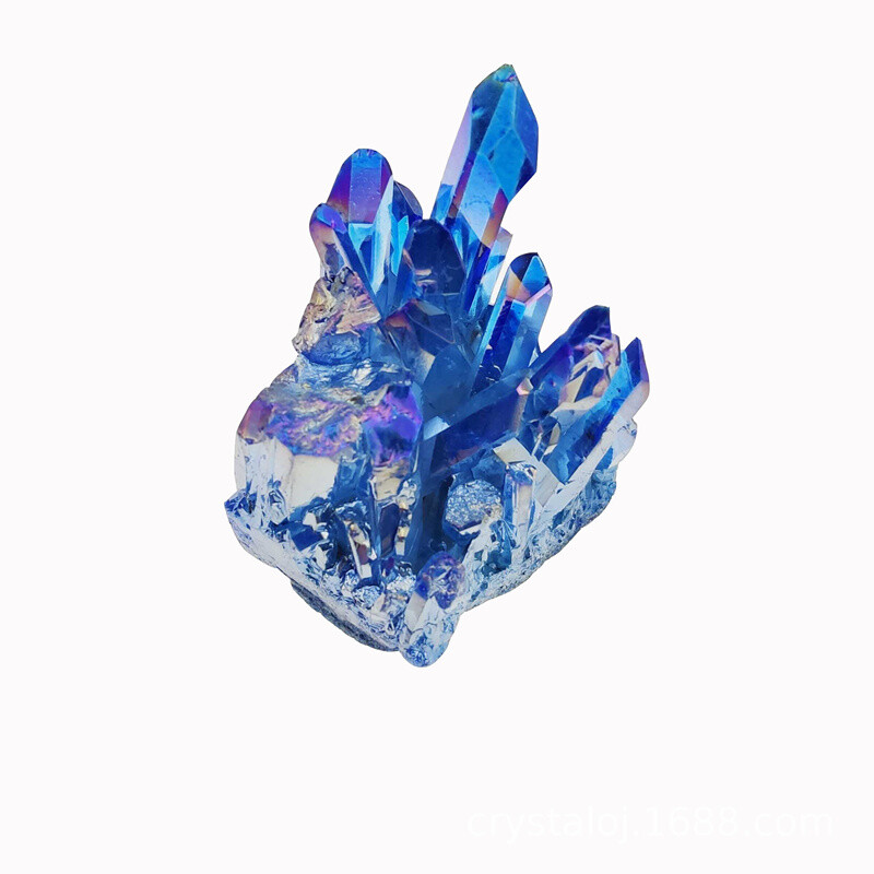 80g Natural Aura Blue Crystal Titanium Rock Stone Cluster VUG Specimens Healing