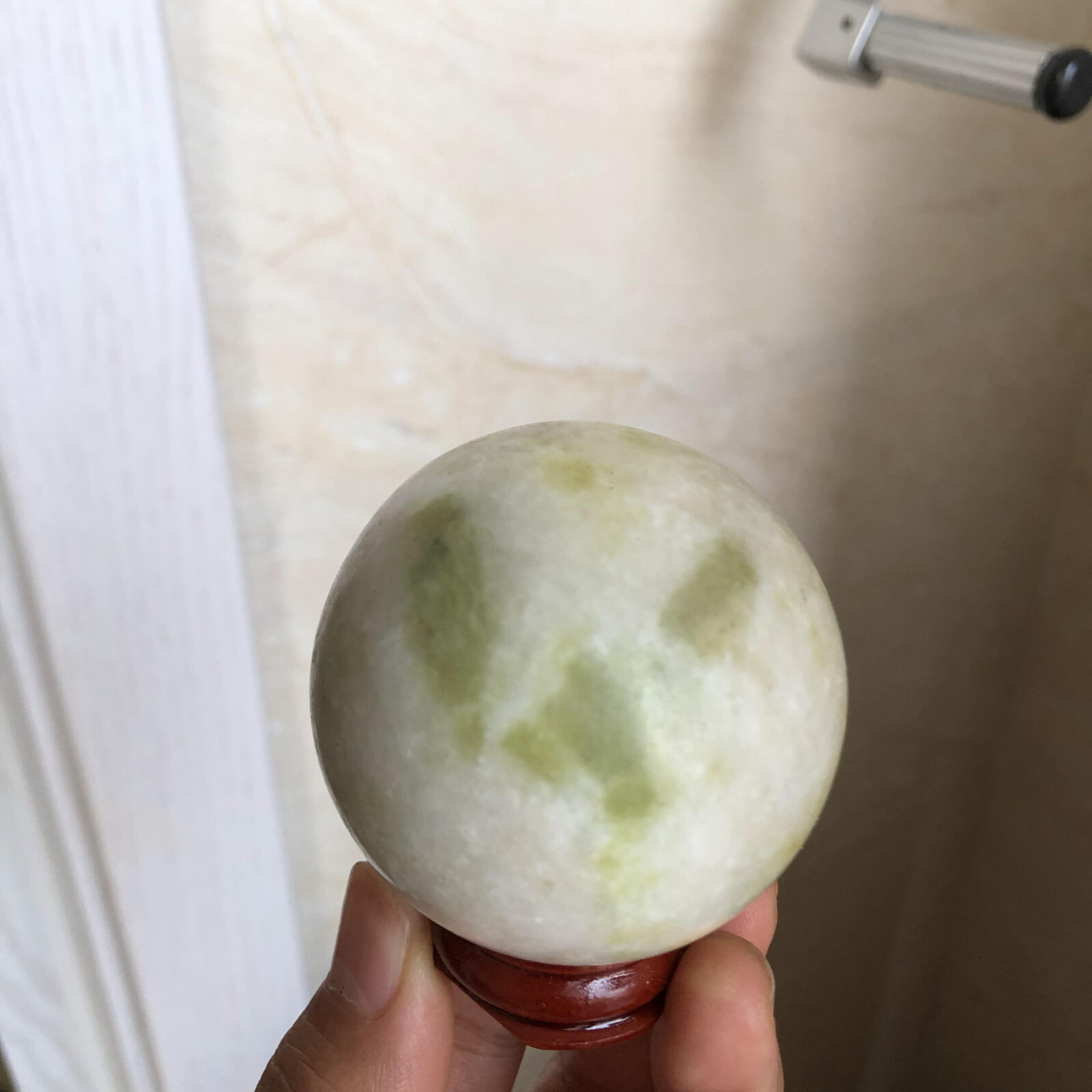 53mm Rare Natural yellow jade Semi-precious crystal Ball sphere 223g A2522