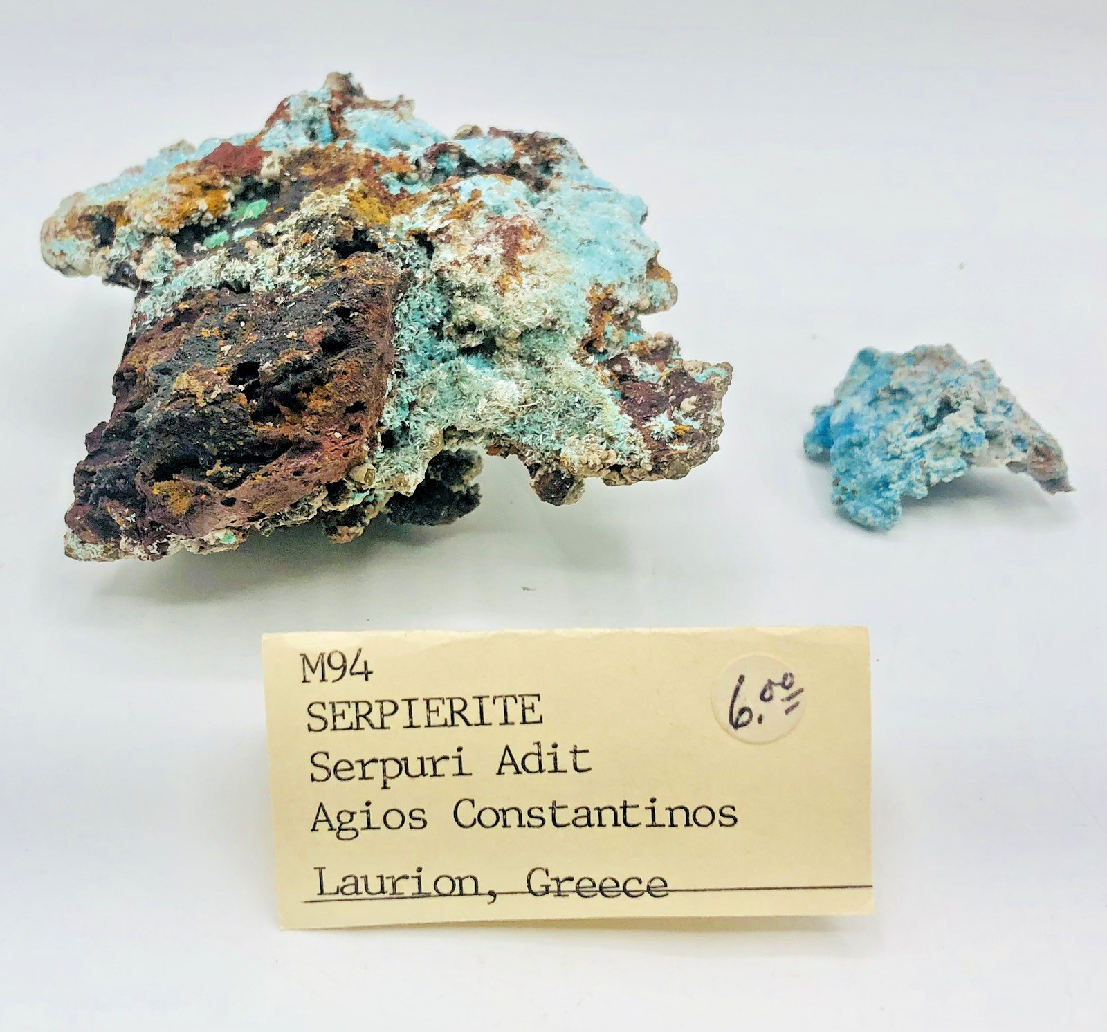 Lot 2 Serpierite 3.75″x2.75″x1.5″ Laurion, Greece Serpuri Adit Mineral Specimen