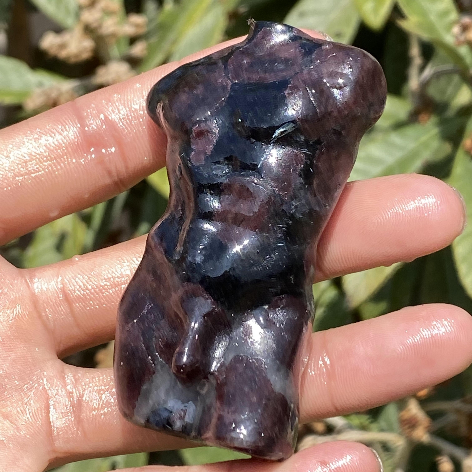 3in Natural Garnet male Quartz Crystal skull Body Sculpture Reiki 1PC