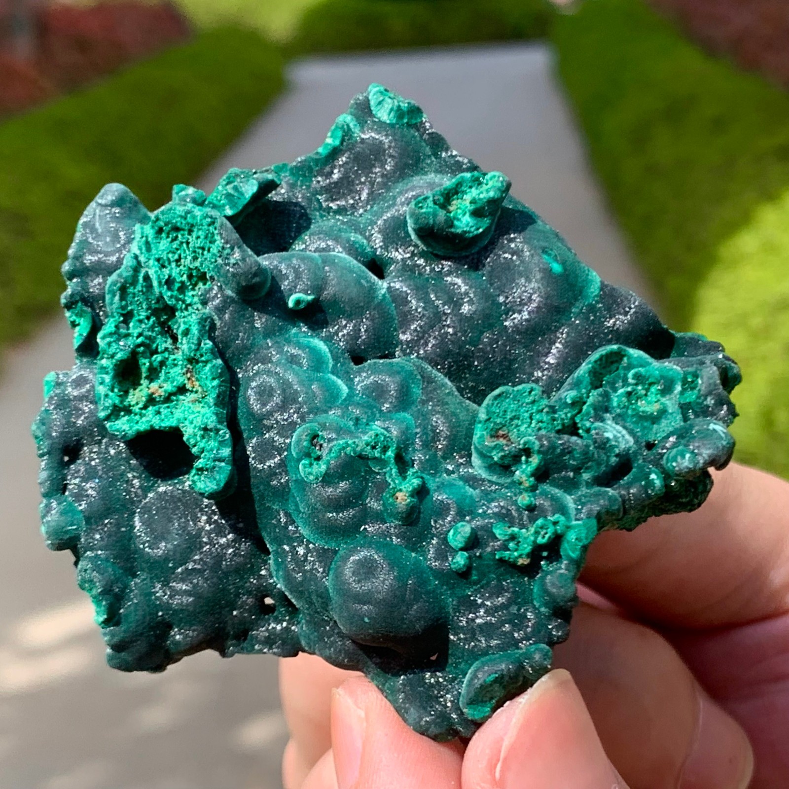 85G Natural glossy malachite cat eye transparent cluster rough mineral Sample