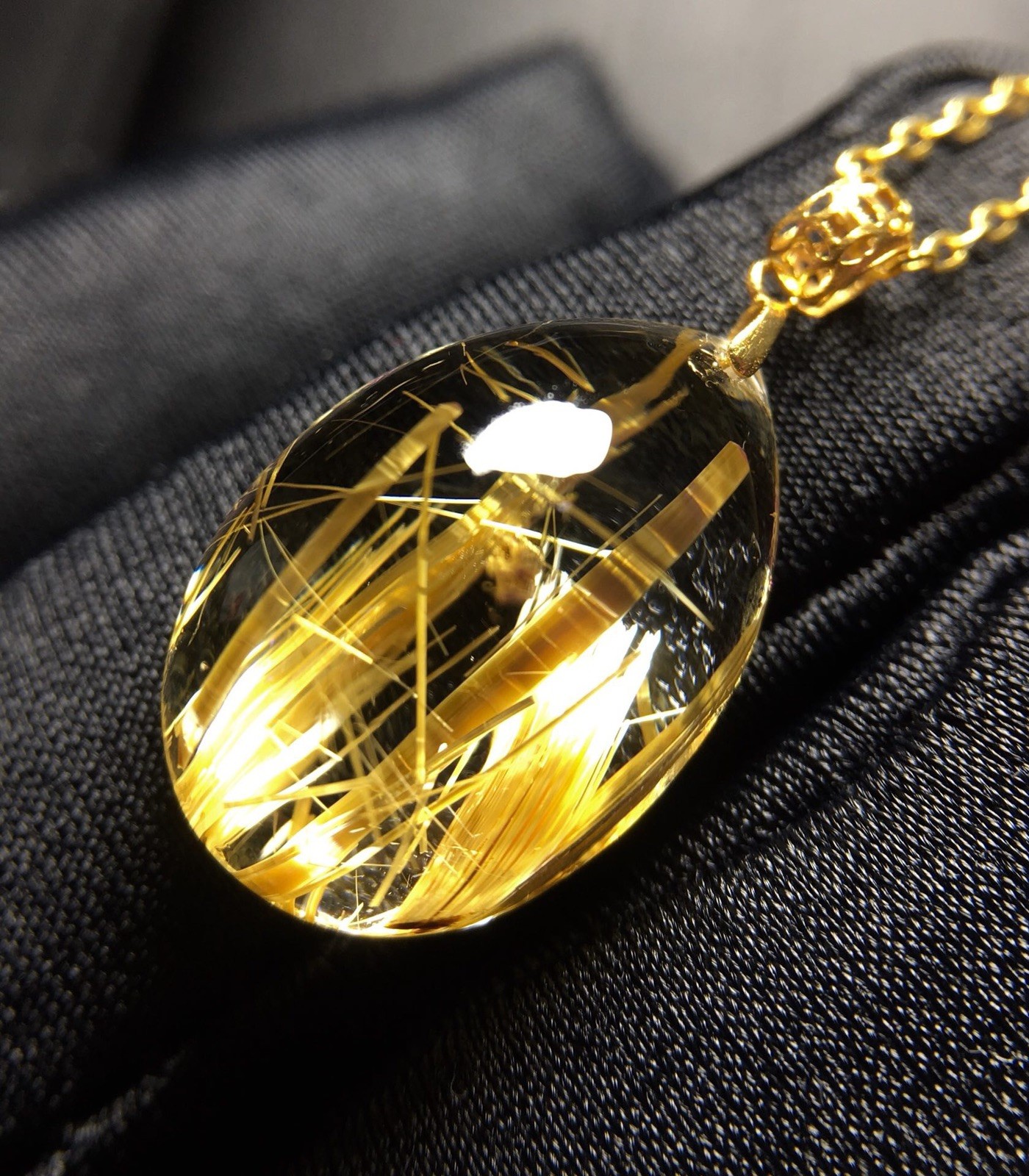 Natural Brazilian Titanium Crystal Water Drop Choker