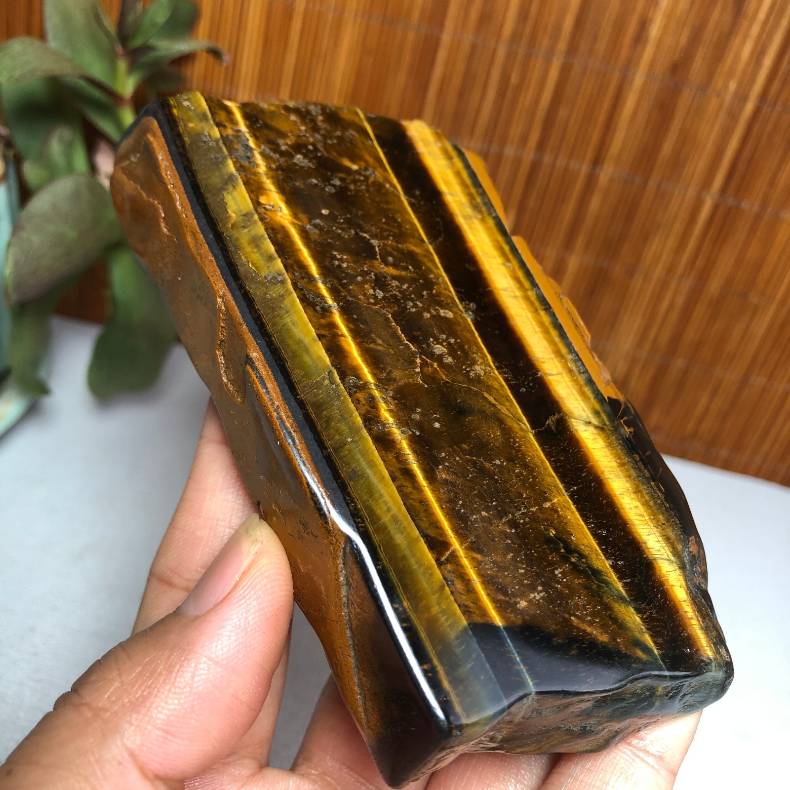 108mm Natural yellow tiger eye slice polish/rough specimens 207g A9379