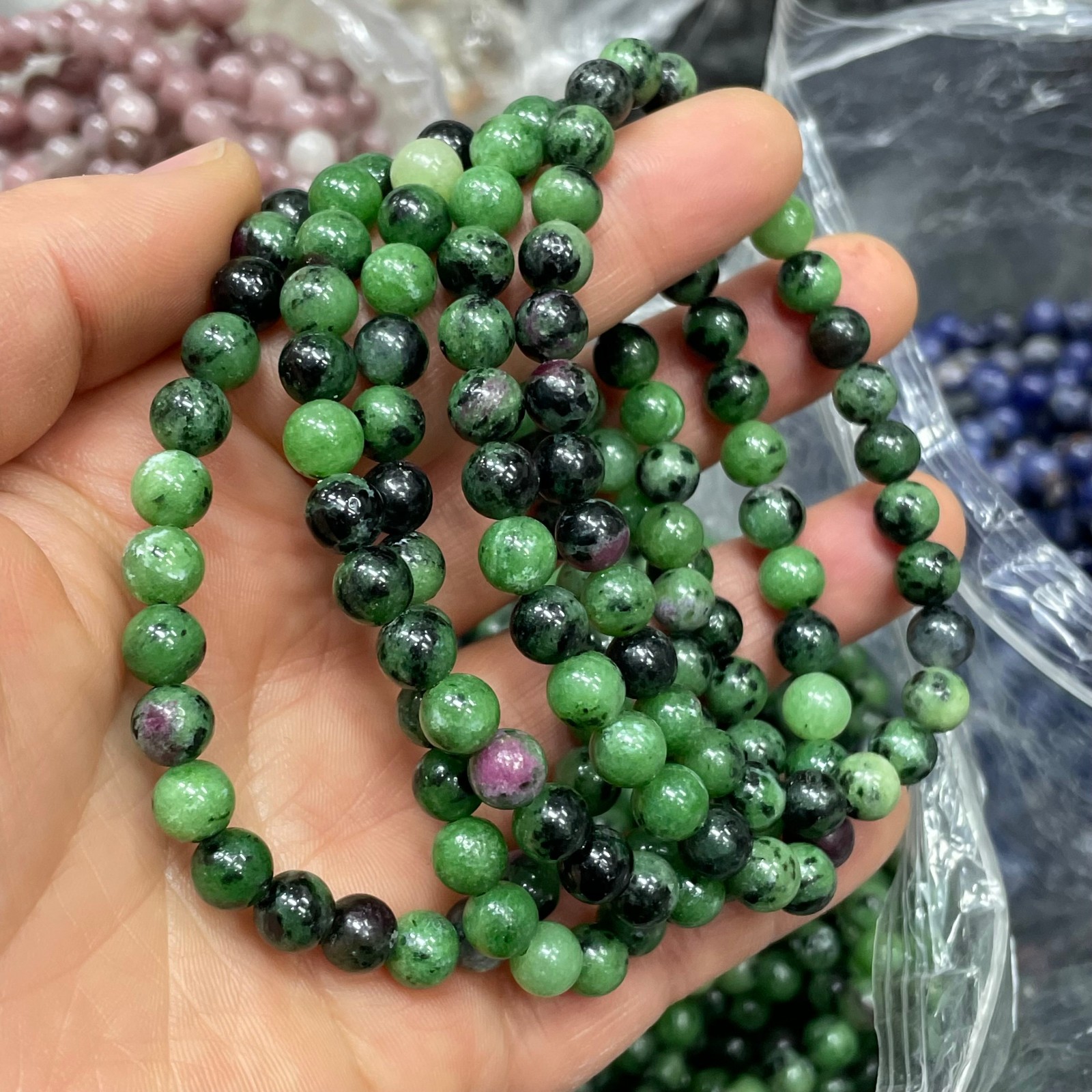 6mm 10pcs Natural Ruby Zoisite Smooth Round Ball Gemstone Beads