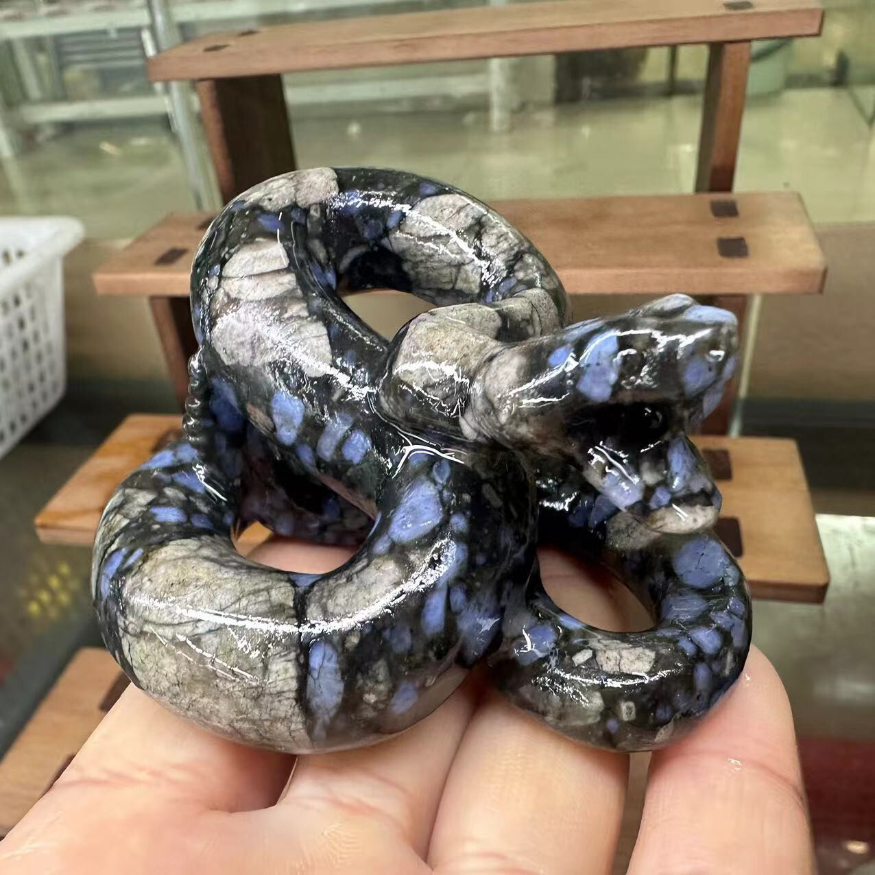 natural Rhyolite quartz crystal handmade engrave snake skull healing 1pc