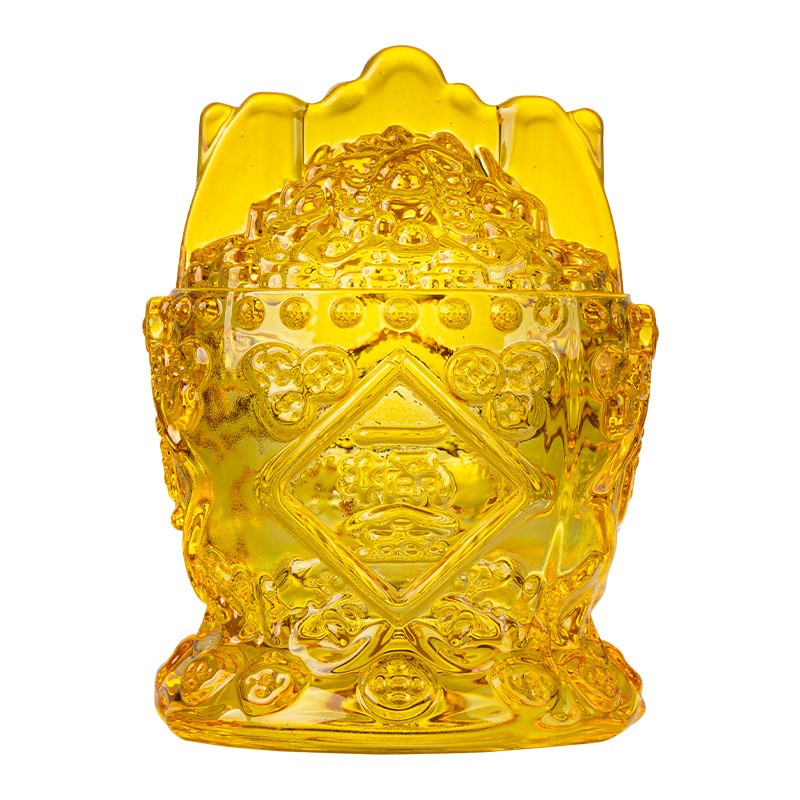 6.5x5cm Crystal Golden Bucket Ornament Harvest Wealth Table Decor