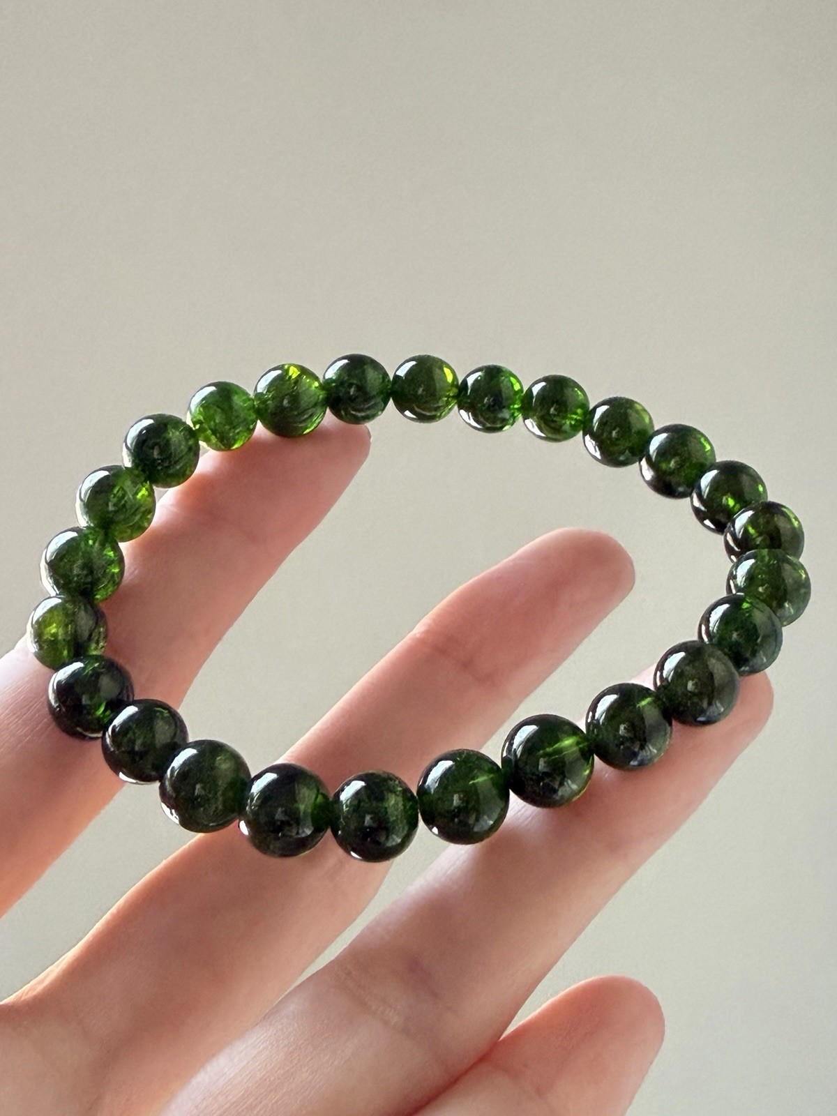 Transparent Chrome Diopside Deep Emerald Green Natural Gemstone Bracelet
