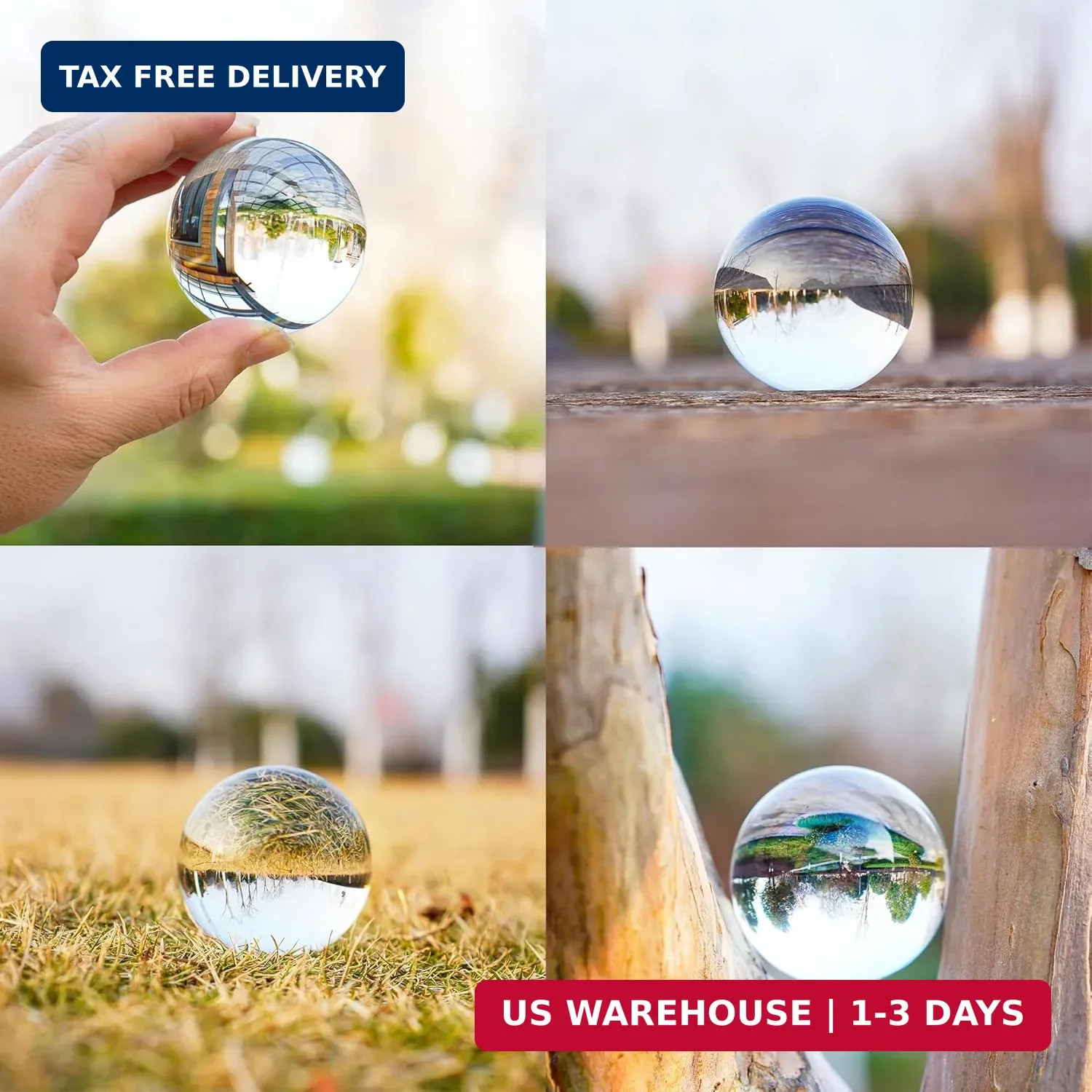 2.3in Sparkling Clear Crystal Ball with Stand 60mm Handcrafted Photography Prop