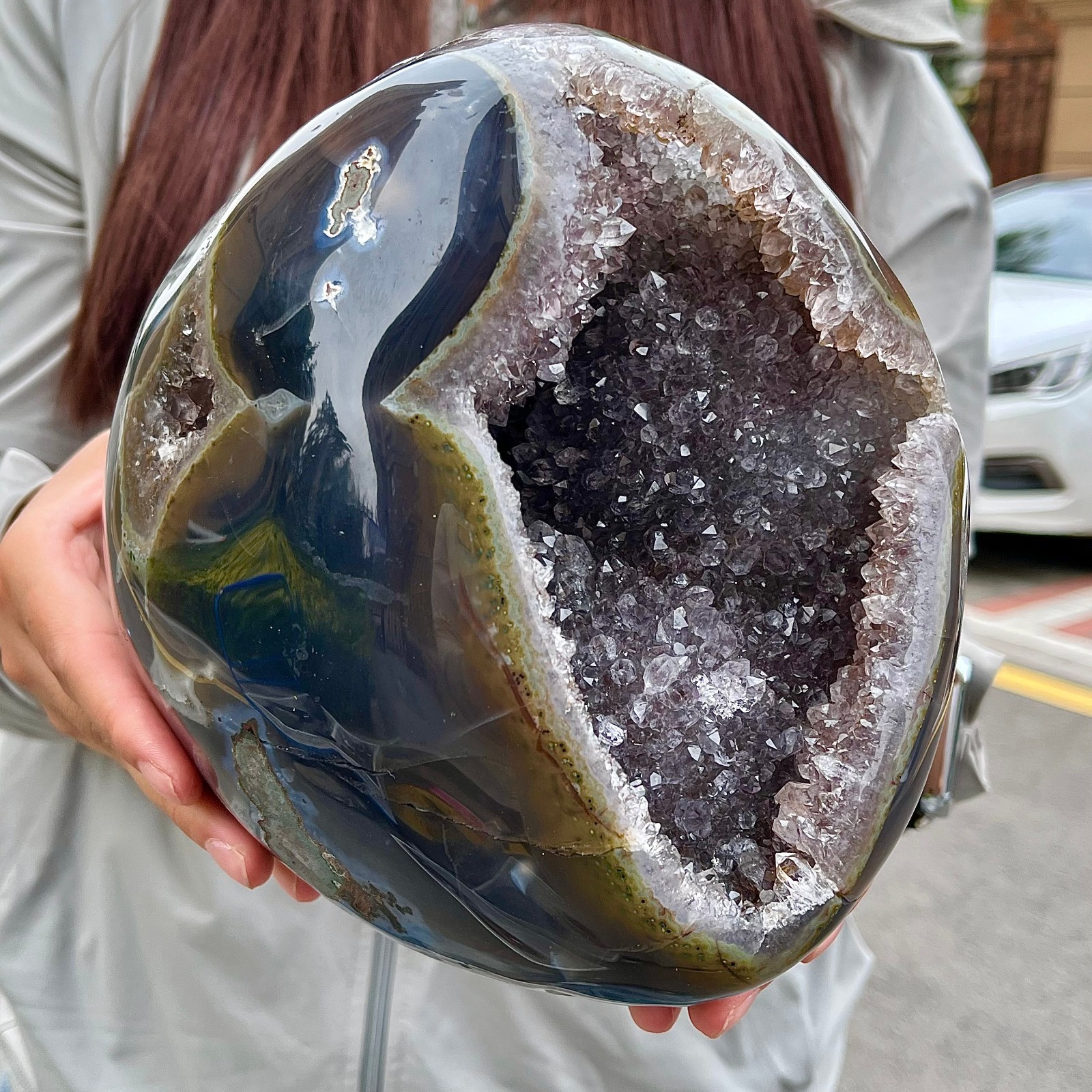 8.99LB High quality amethyst agate coin bags attract wealth crystal specimens
