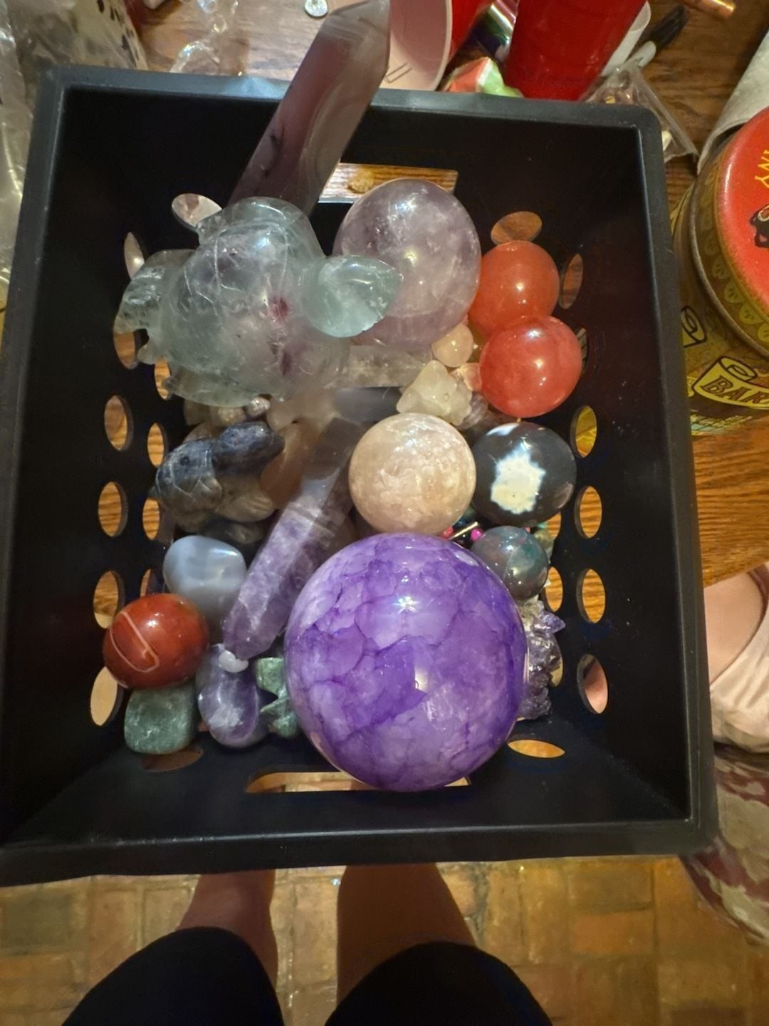 Mixed Assortment of Natural Crystal Spheres, Carvings, and Tumbled Stones Collec