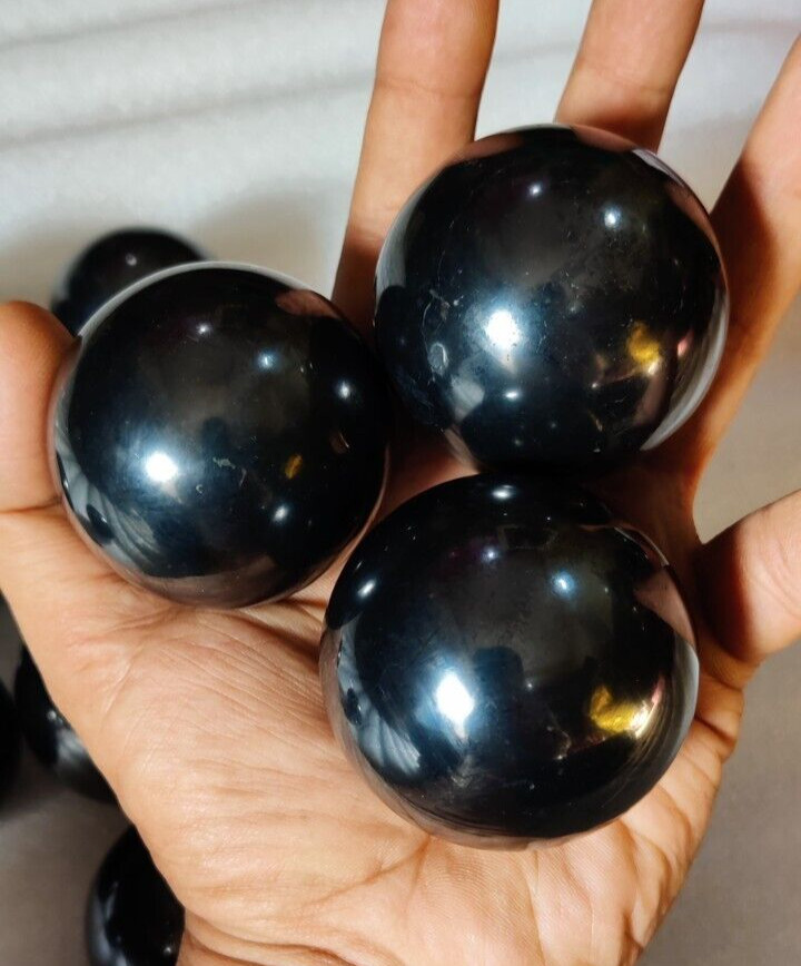NATURAL SHUNGITE Sphere 50-60mm EMF, Polished Crystal Stone Reiki Charged