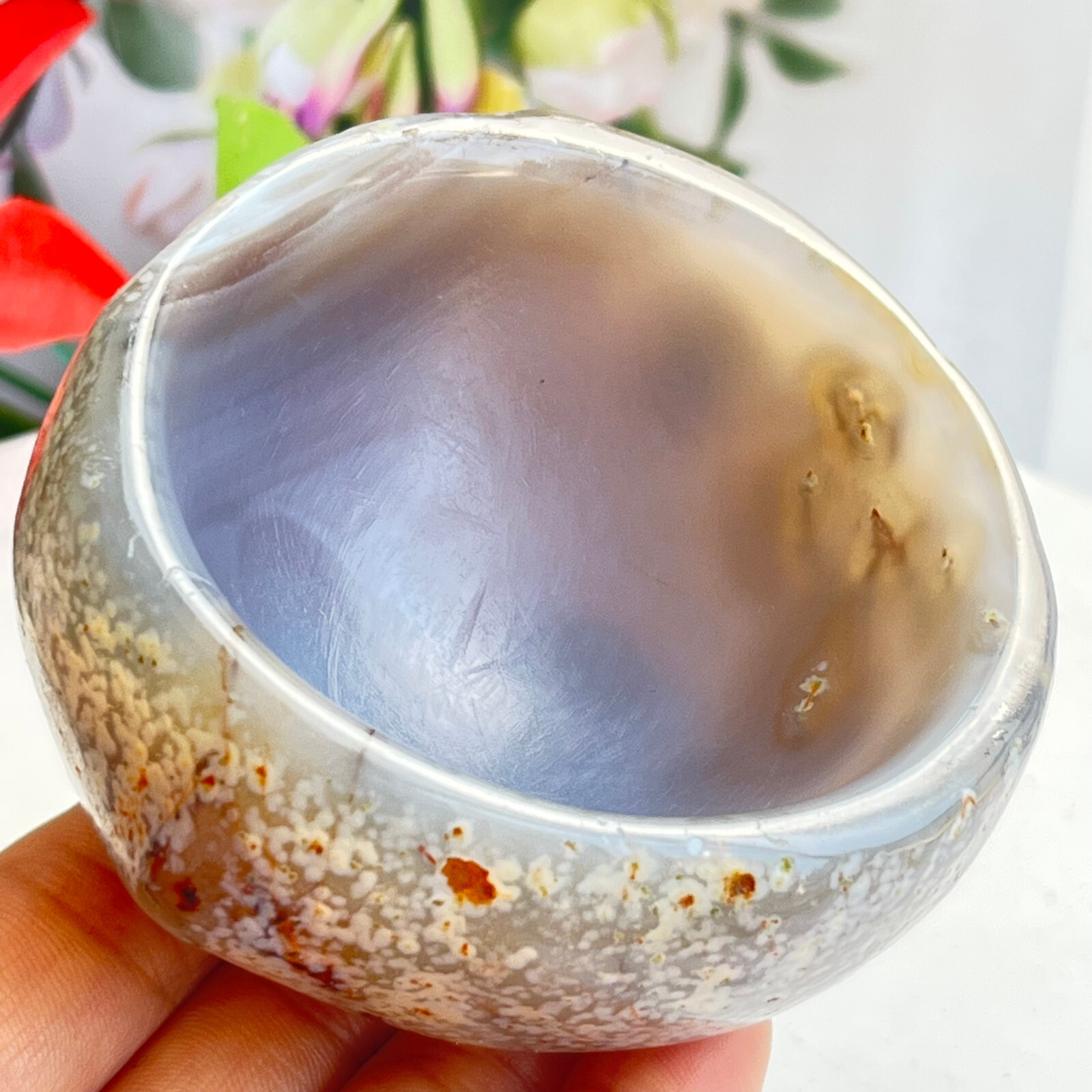 261 TOP Rare Natural Agate ashtray Polished Coin Dish Madagascar MD7