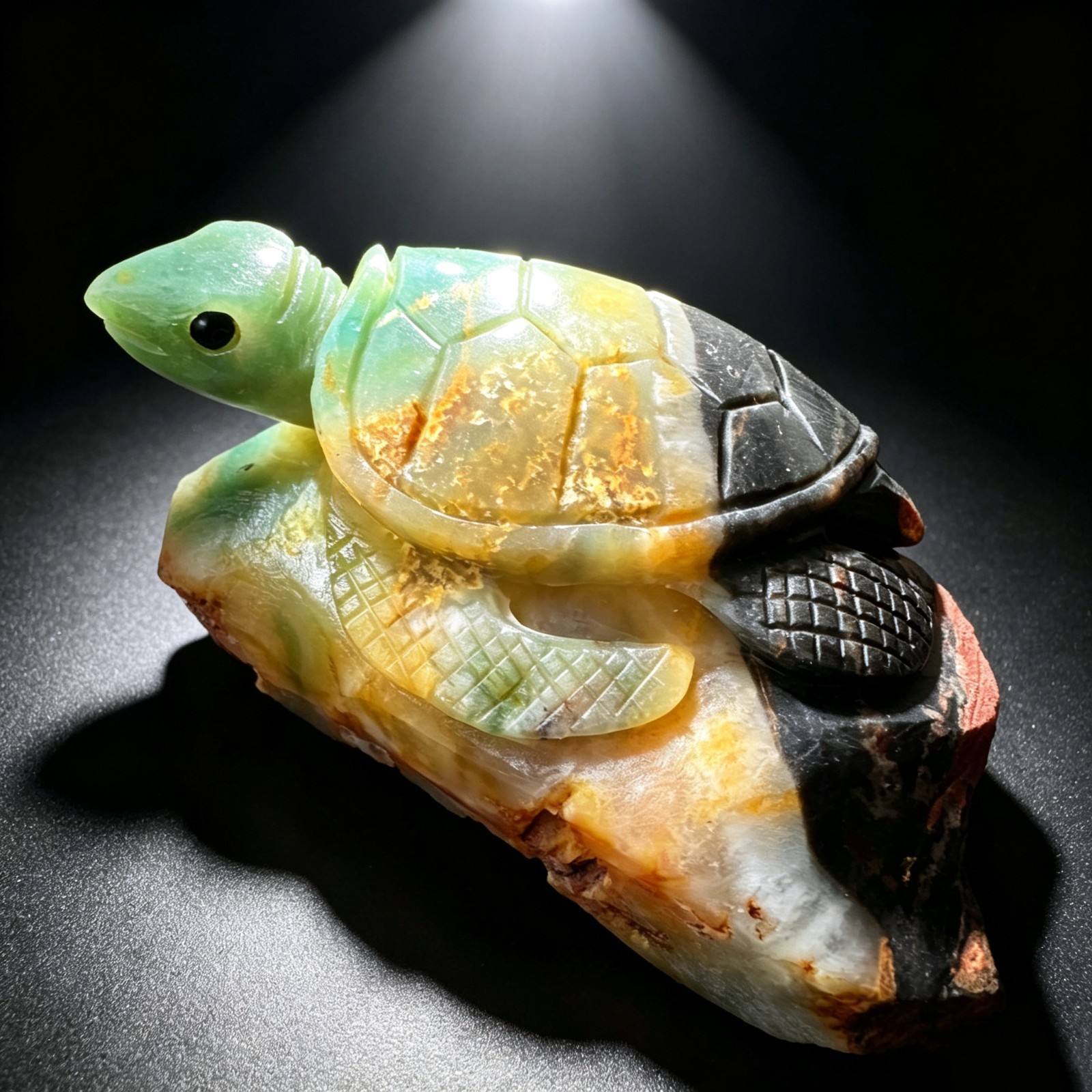 Hand Carved Natural Amazonite Turtle Figurine Polished Desk Decor Unique Gift