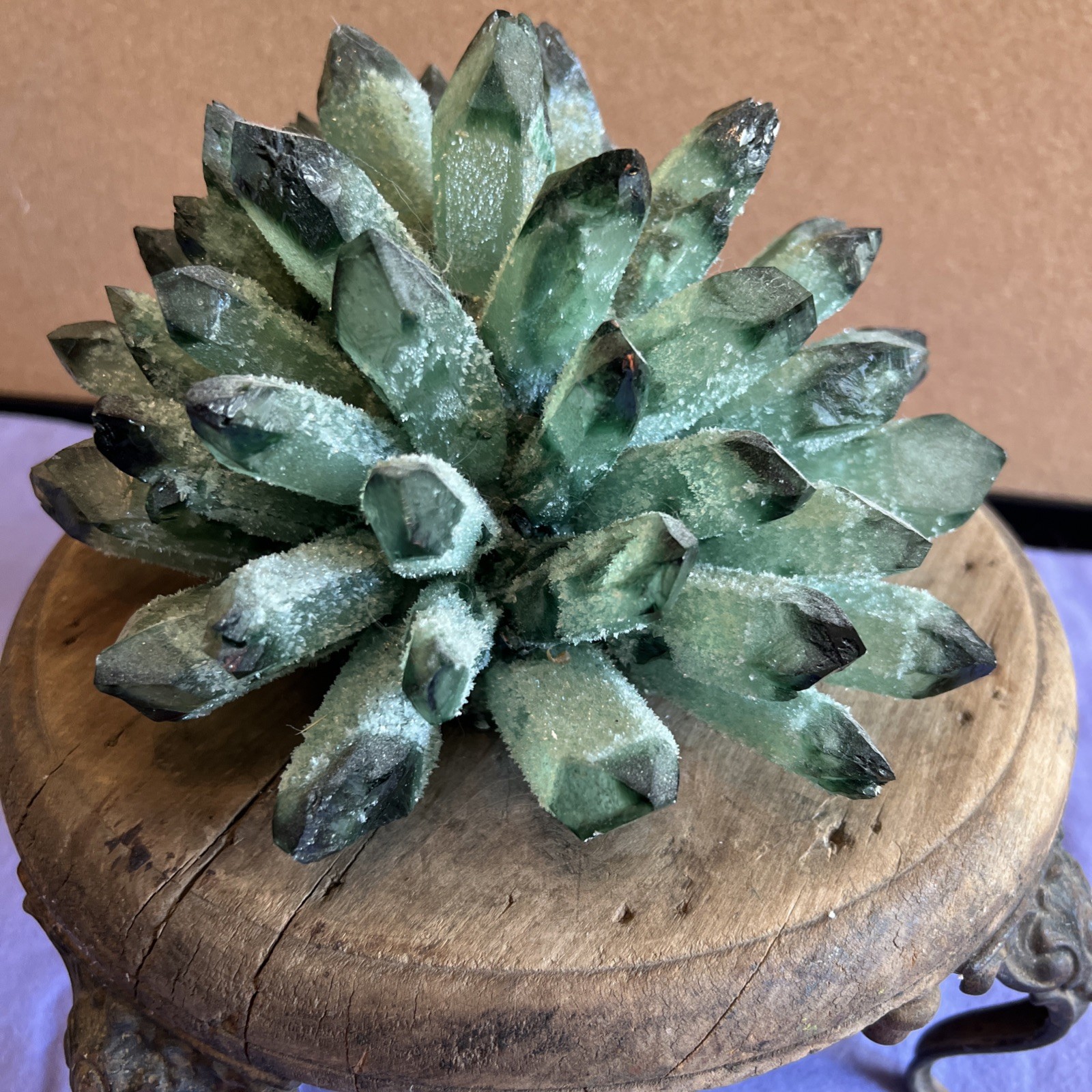 6.19LB Rare Beatiful Green Tibetan Ghost phantom Quartz Crystal Cluster Specimen