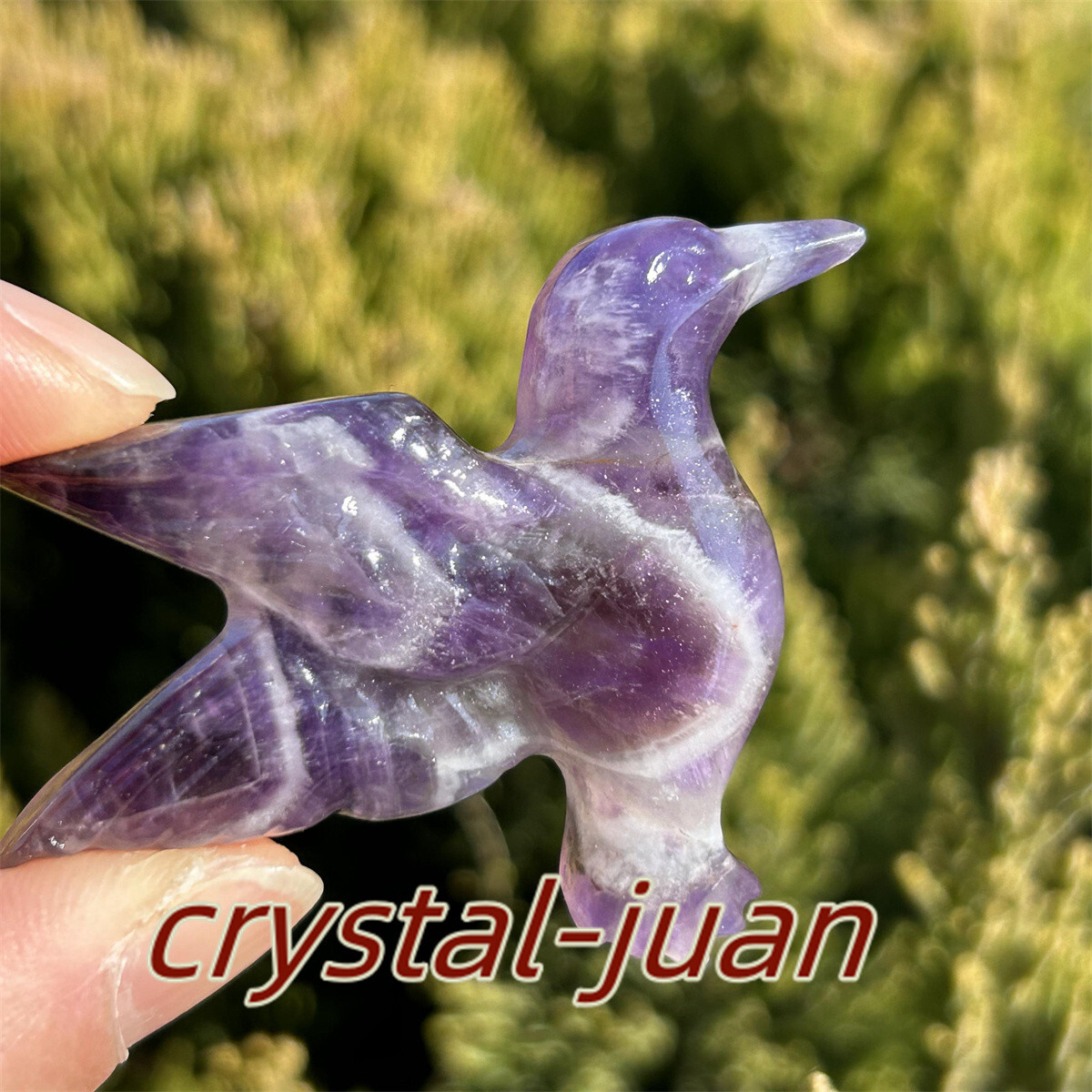 2″+ Natural Dreamy Amethyst hummingbird skull Carved Quartz Crystal skull heal