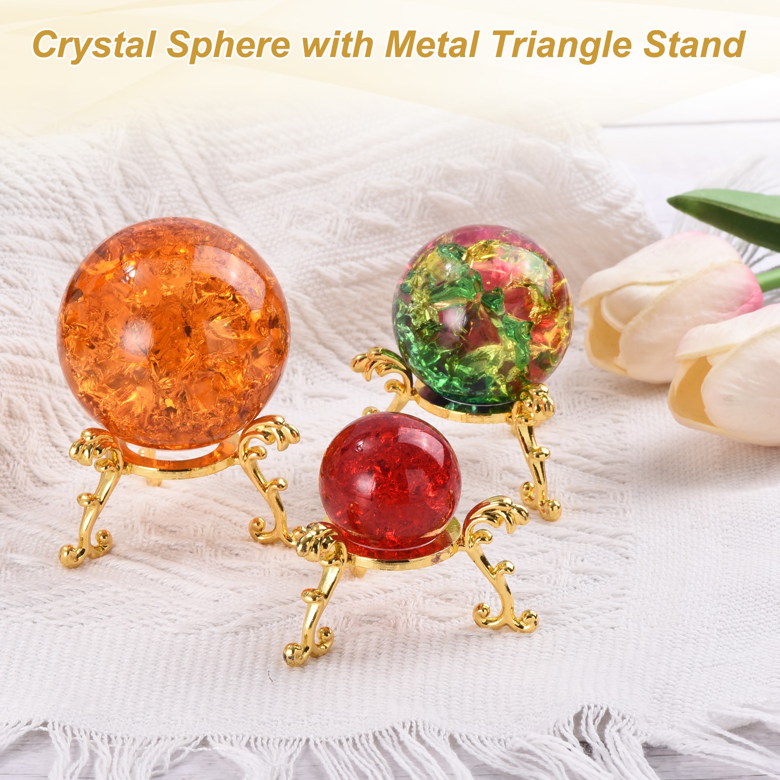 50mm Round Crystal Sphere with Stand Gift Box Packaging Included, Purple