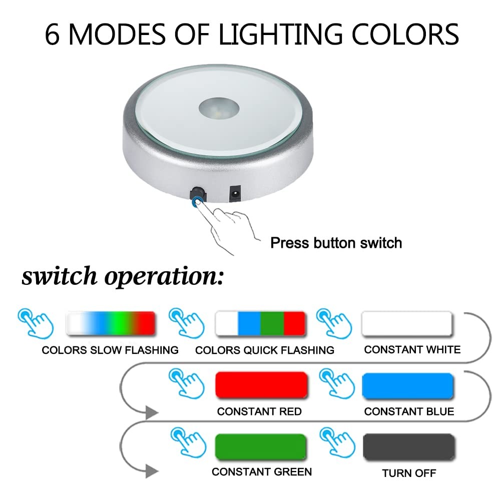 Display Multicolor Light Base for 3D Crystal Art – Lighted Up Stand Color Cha…