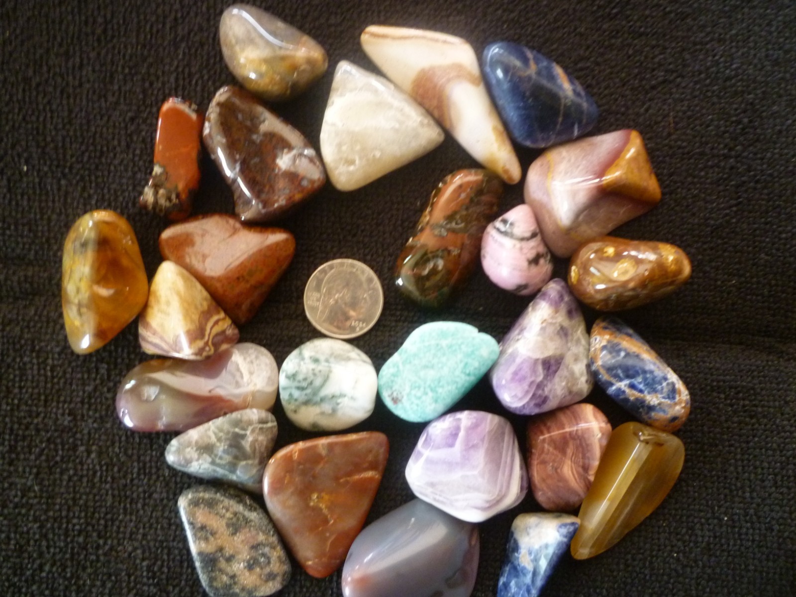 Mix Tumbled Polished Agates, Quartz, Jasper, Crystals – Lot 1 lb. Average 1.5″