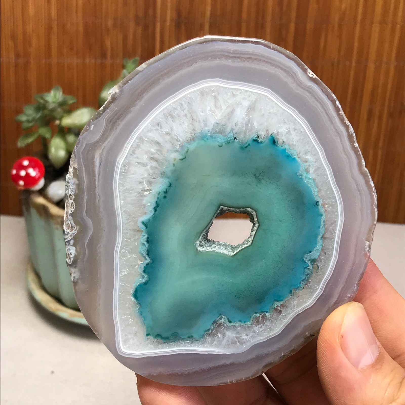96mm Natural agate Slab/Slice quartz crystal pictographic specimen 94g A3088