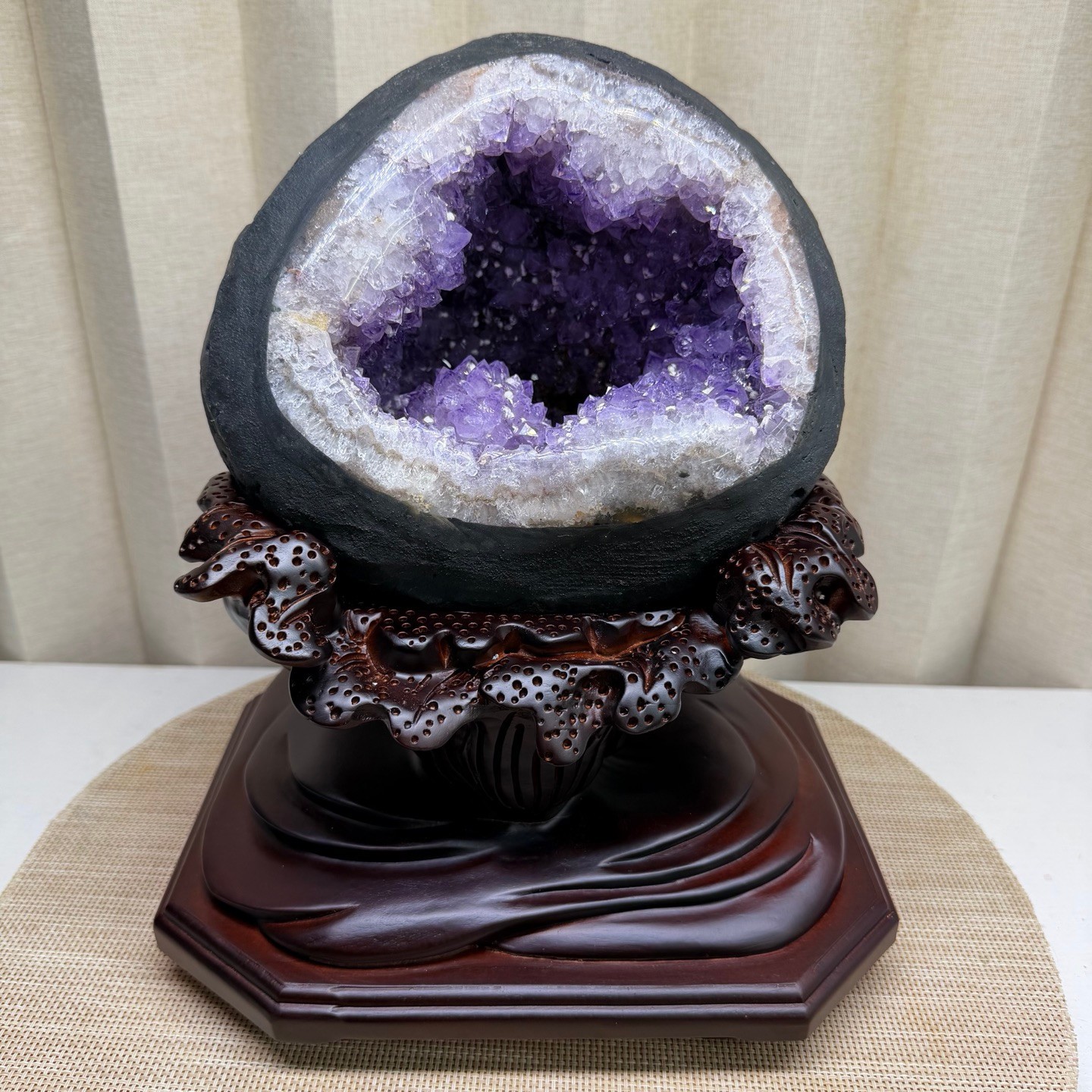 20.6LB Uruguay Natural Amethyst Money Bag Cave Decoration+Bracket