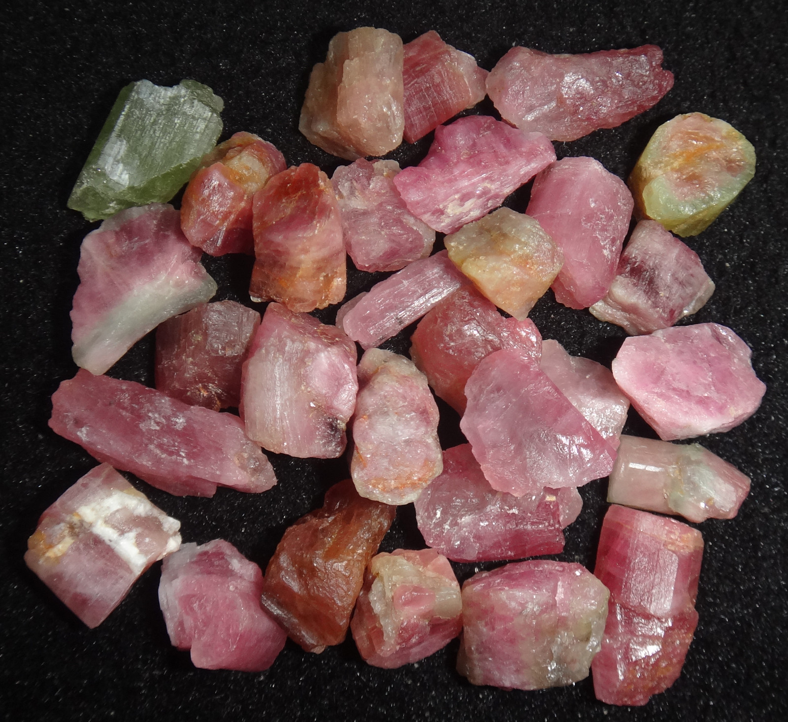 30pcs 50g Natural Watermelon Pretty Pink And Green Tourmaline Roug