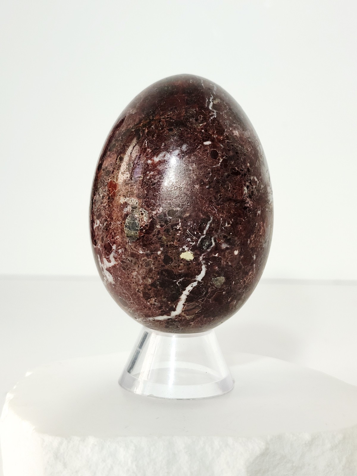 Carved and Polished Semi-Precious Pakistani Red Jasper Egg – 3″ H