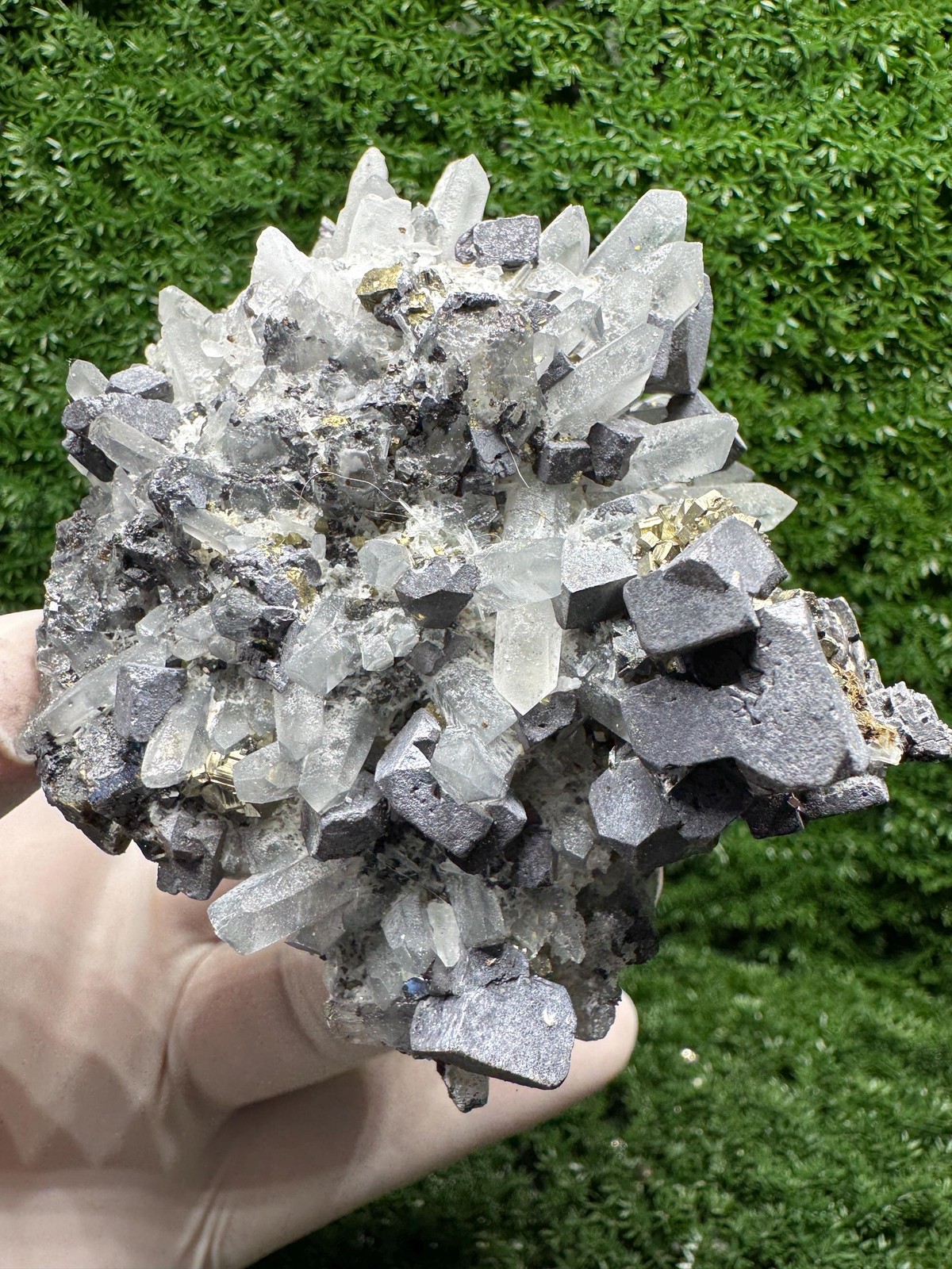 SHINY Cluster of Pyrite, Galena & Quartz from the MINES! / F631