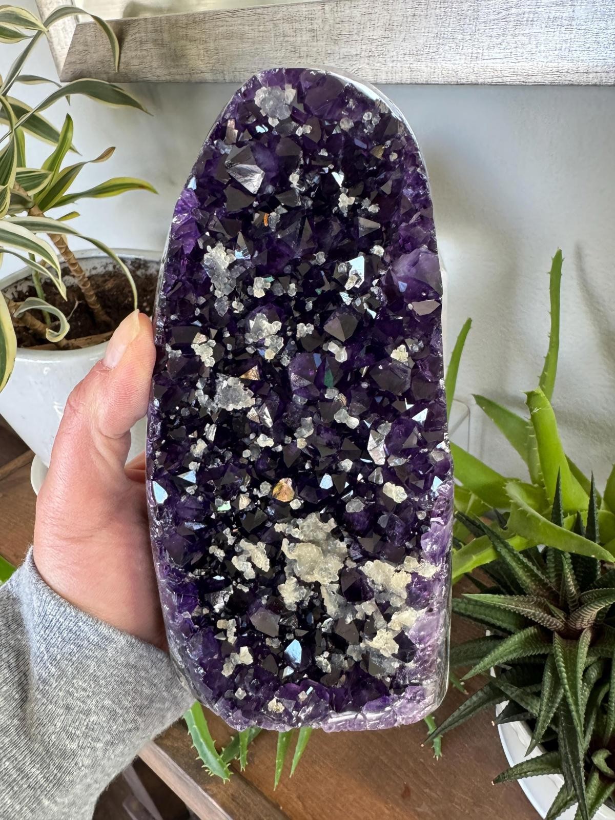Amethyst Calcite Geode Dark Purple High Quality Crystal Cluster Cut Base 344