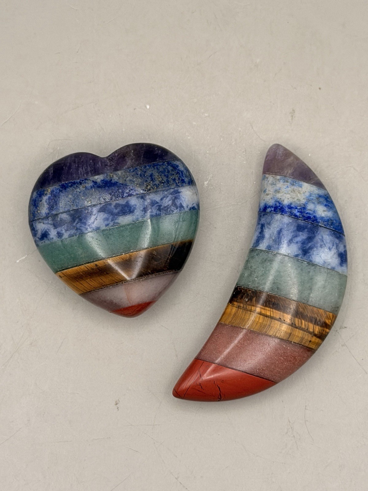 7 Chakra Moon And Heart Natural Crystal Gemstone Set