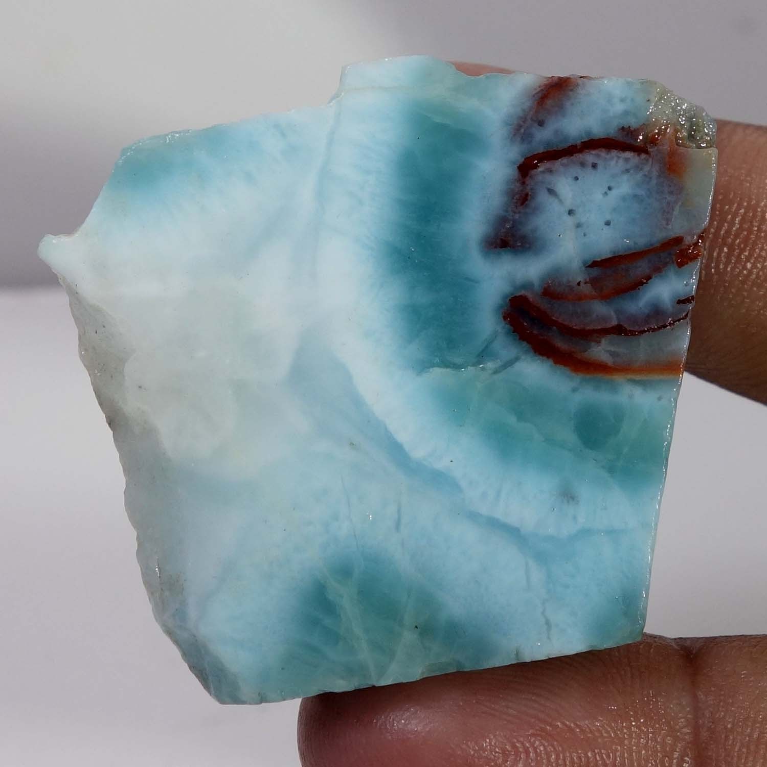 Spiritual Healing Larimar Natural Authentic Slab Rough Blue Gem Stone 138.40 Cts