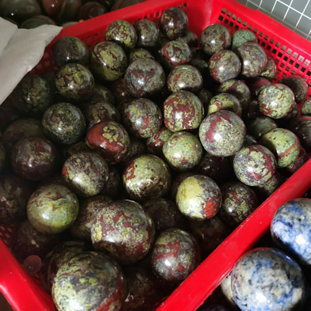 1Pcs Natural Dragon Blood Stone Quartz sphere Crystal Ball Reiki Healing 45mm+