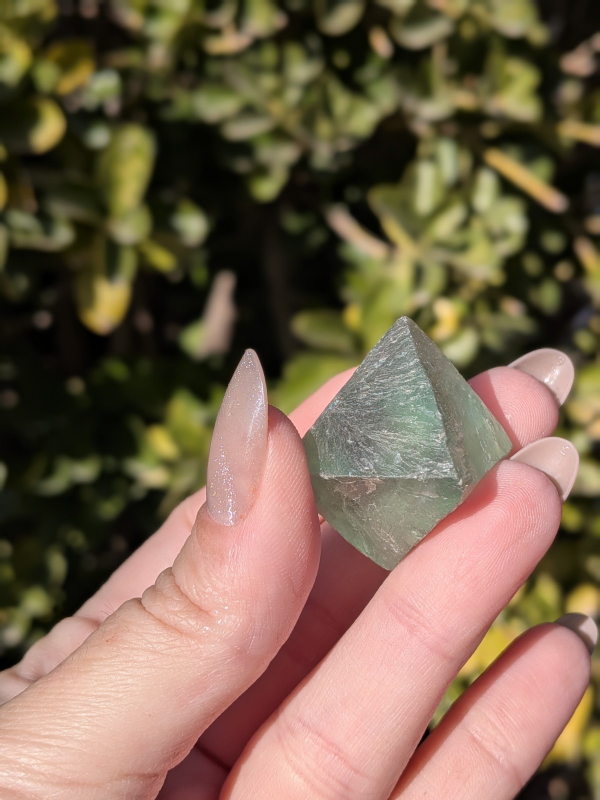 Raw Natural Green Fluorite Octahedron Crystal