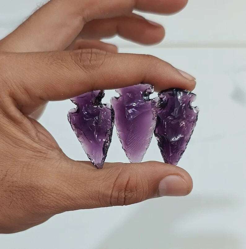 Amethyst Arrowhead Carving Stone 1” to 1.25” for Jewelry Making & Metaphysical