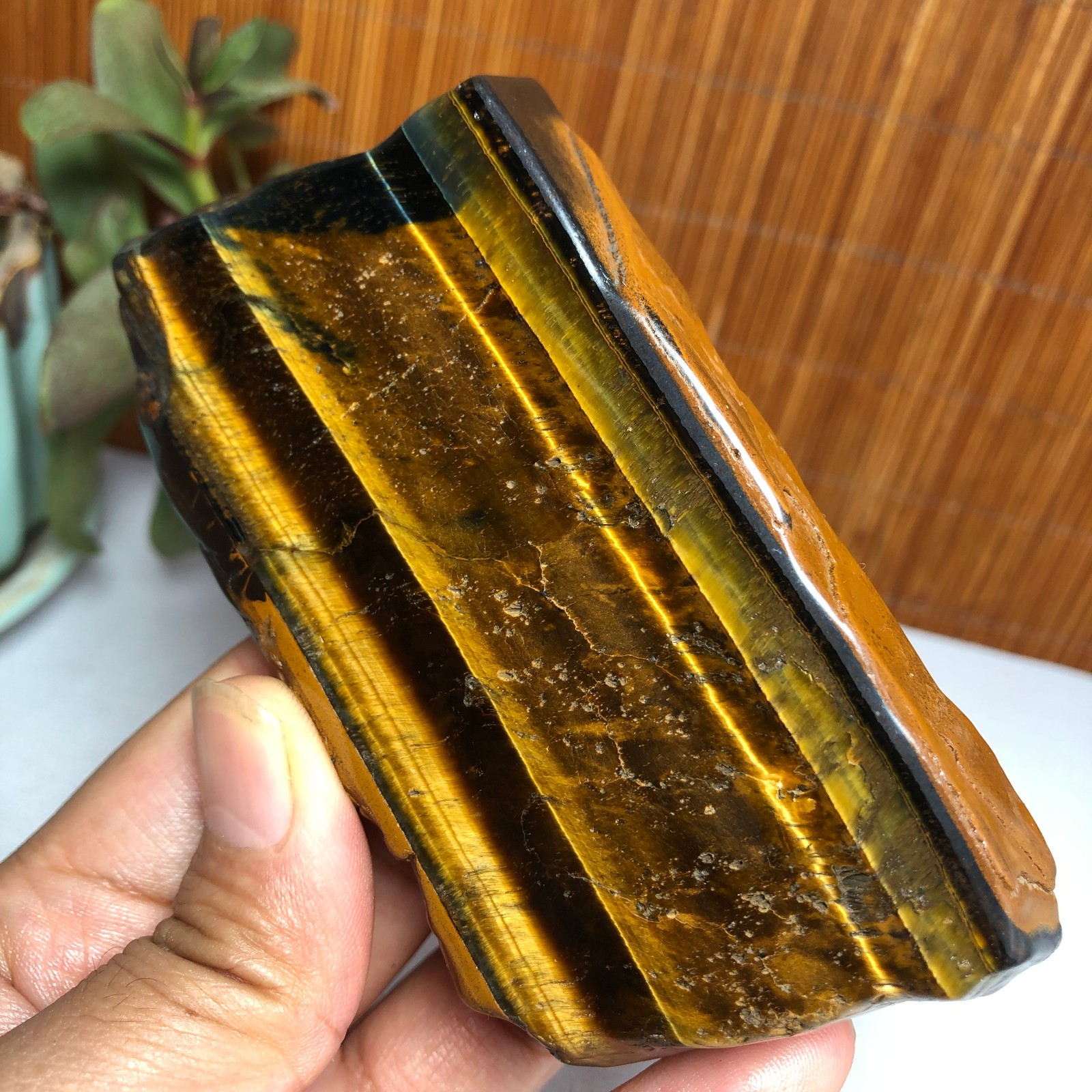 108mm Natural yellow tiger eye slice polish/rough specimens 207g A9379